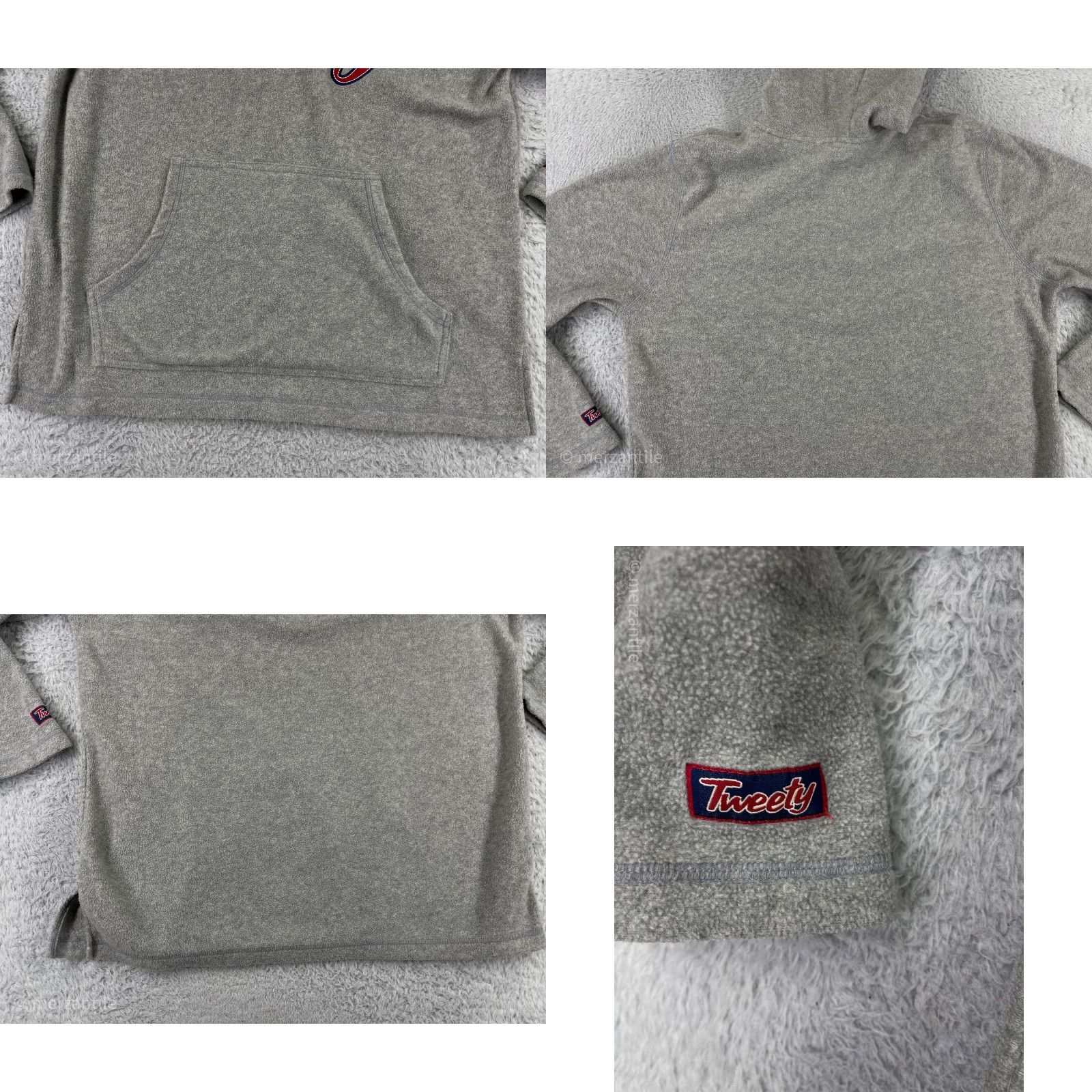 Vintage Tweety Bird Sweater Womens Hoodie 1X Gray Embroidered Feisty Polyester Fleece Size XL / US 12-14 / IT 48-50 - 8 Thumbnail