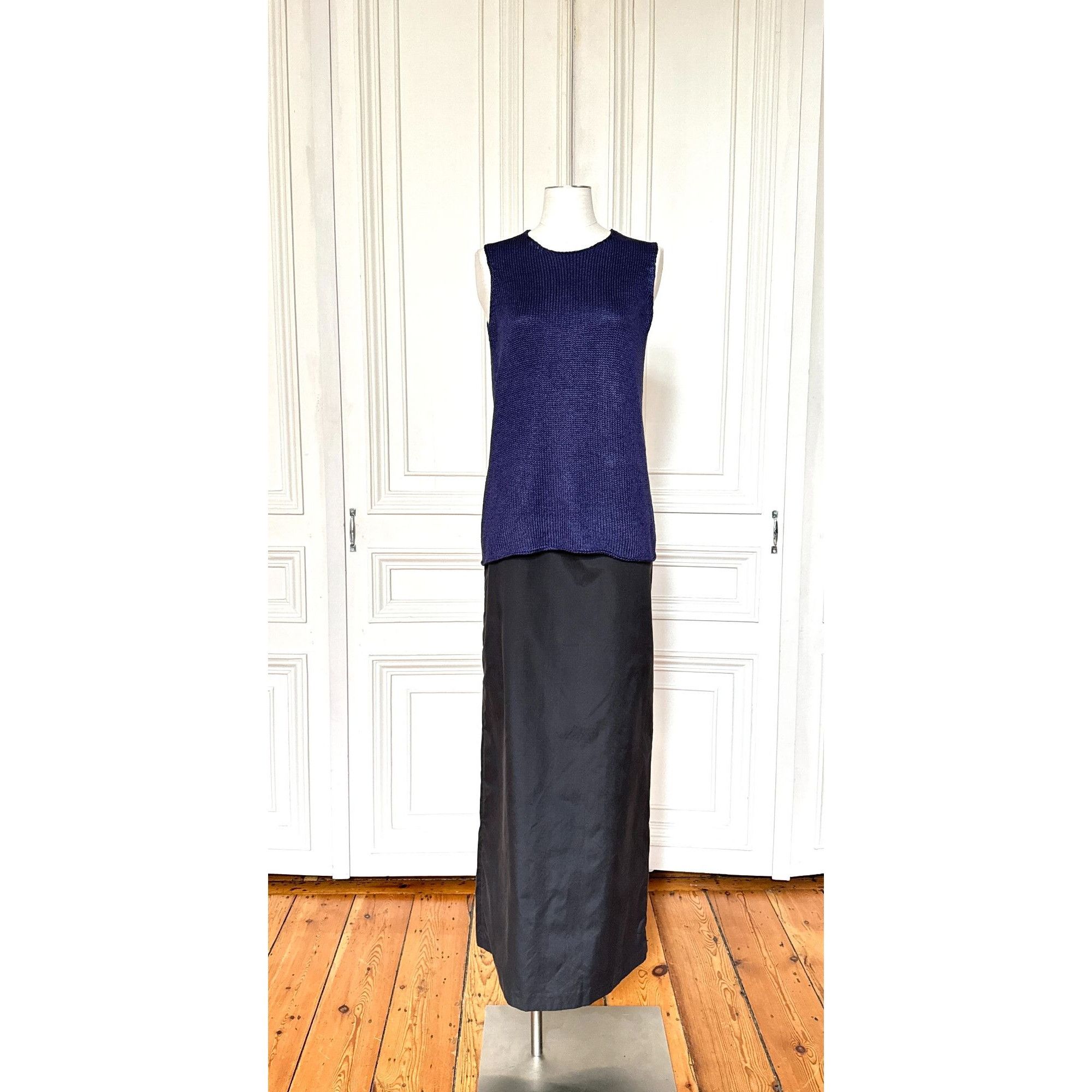 Hermes Martin Margiela Navy Silk Knitted Sleeveless Top Size S / US 4 / IT 40 - 2 Thumbnail