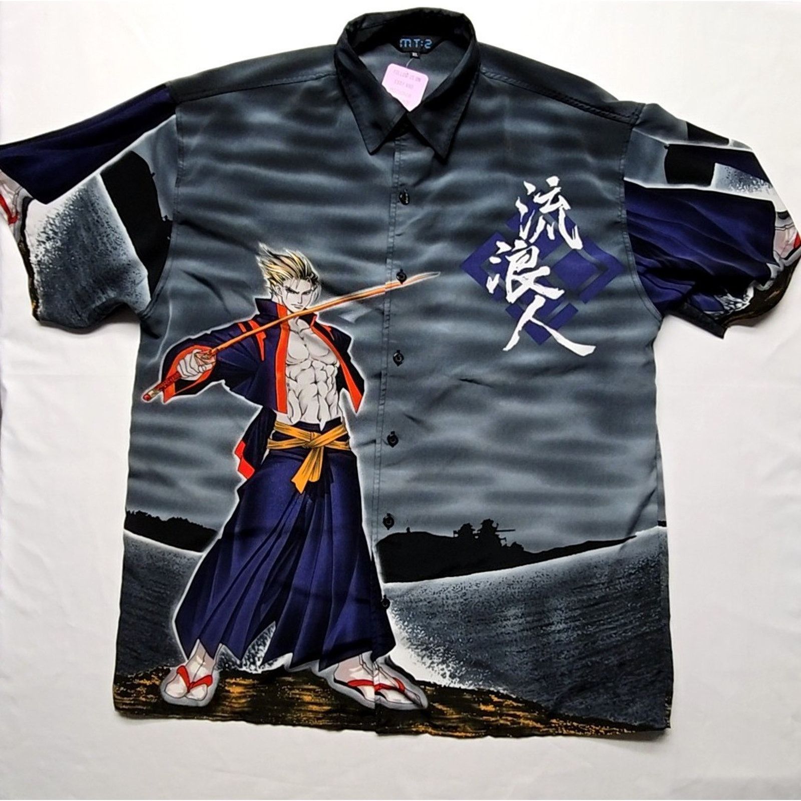 Other Anime Samurai Graphic AOP Shirt MT-2 Gray Mens XL Button-Up Size US XL / EU 56 / 4 - 1 Thumbnail