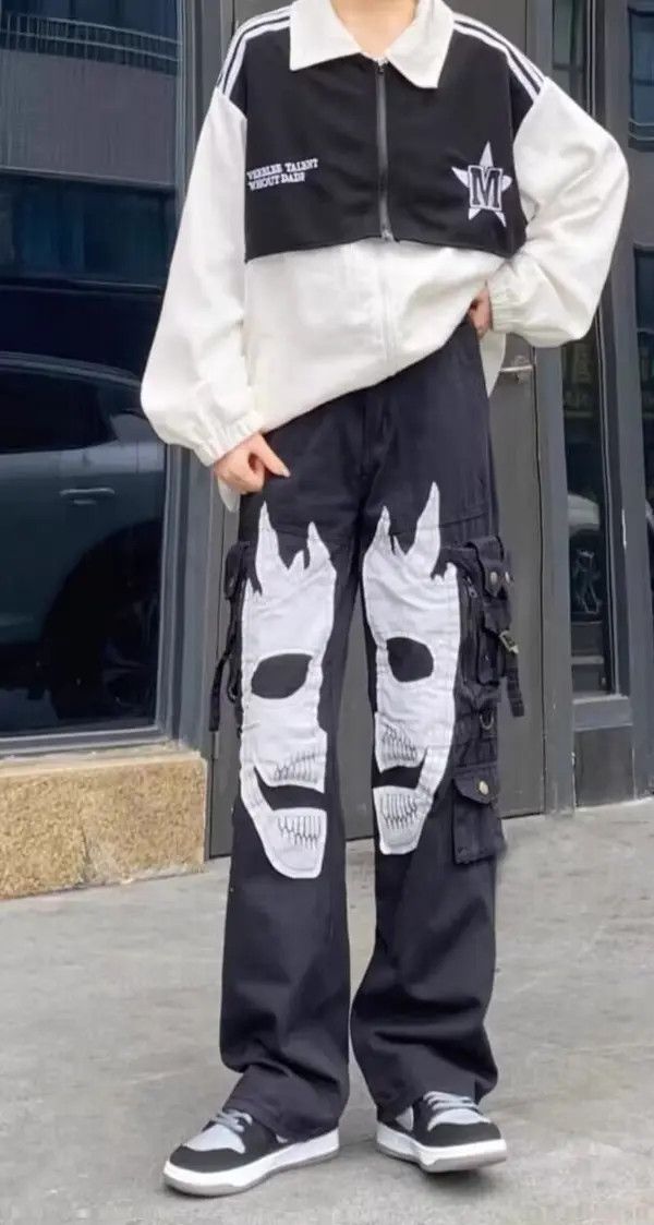 VIBE Retro patchwork skull patch embroidered rare cargo trousers Size US 34 / EU 50 - 2 Thumbnail