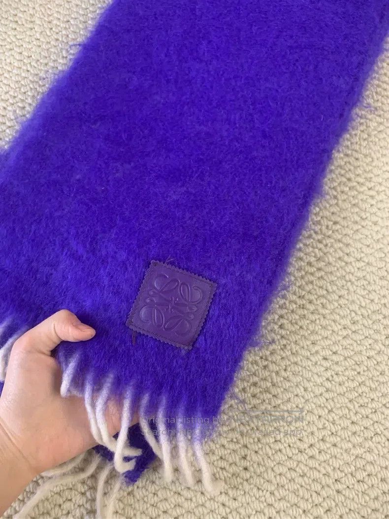 Loewe Loewe Purple mohair cashmere fringe scarf Size ONE SIZE - 2 Thumbnail