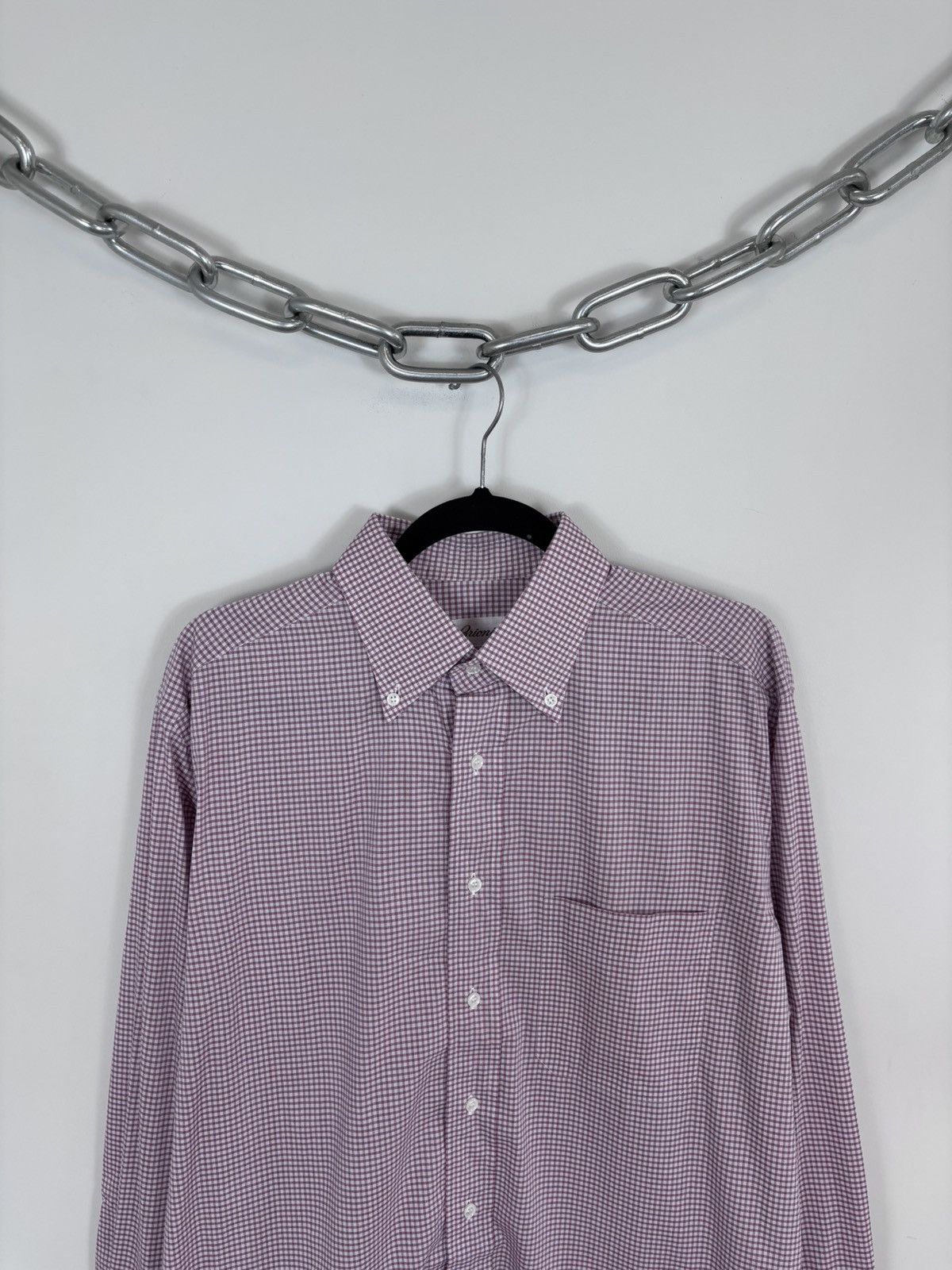 Brioni Brioni Men’s Micro Check Pink Button Down Long Sleeve Shirt Size US L / EU 52-54 / 3 - 2 Thumbnail