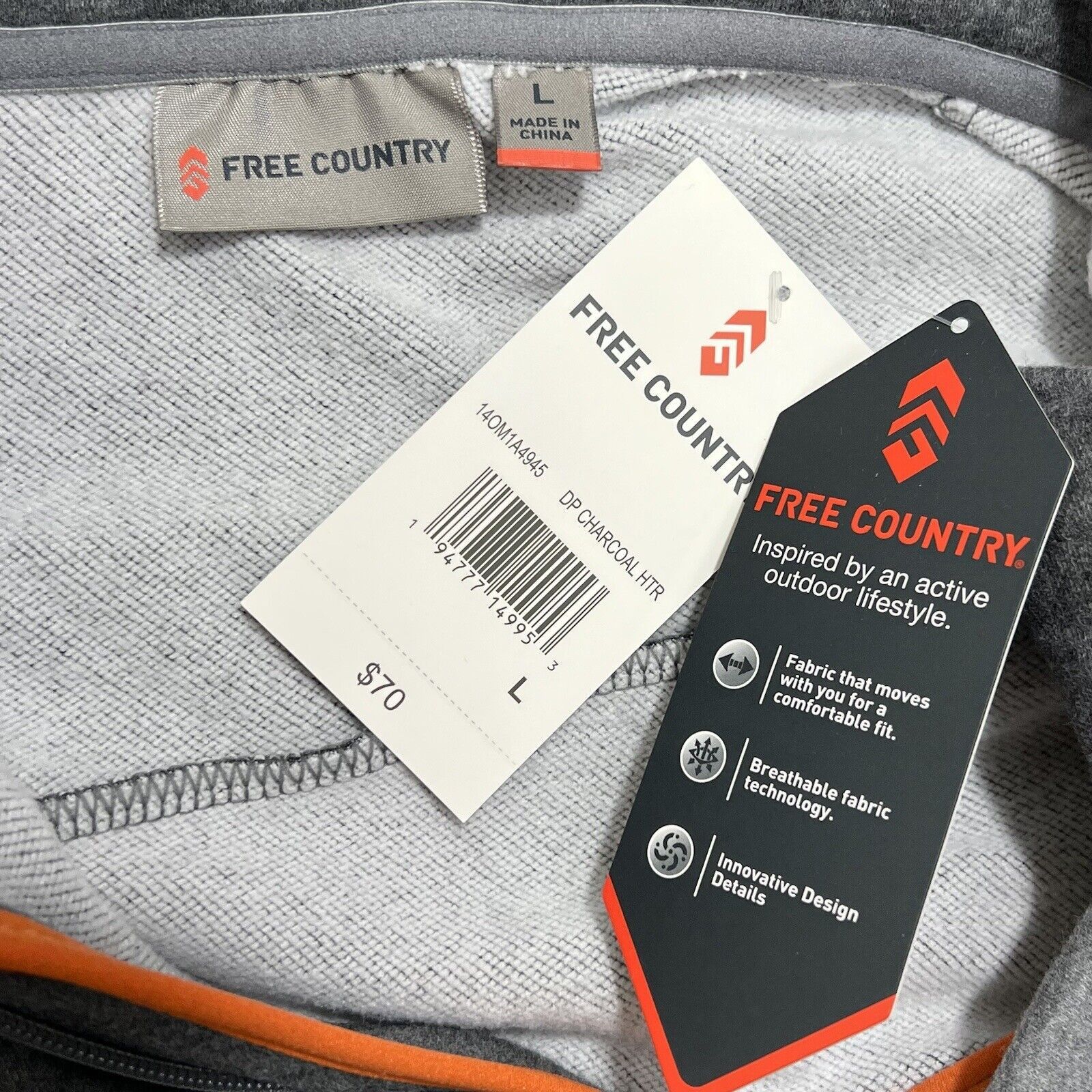 Free Country Free Country 1/4 Zip Sweatshirt Gray Mock Neck Pullover Size US L / EU 52-54 / 3 - 3 Thumbnail