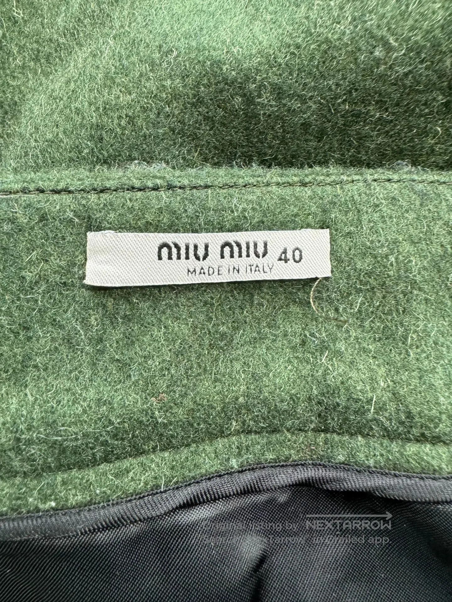 Miu Miu Miu Miu Green Bow Button Wool Skirt. Size 39" - 4 Thumbnail