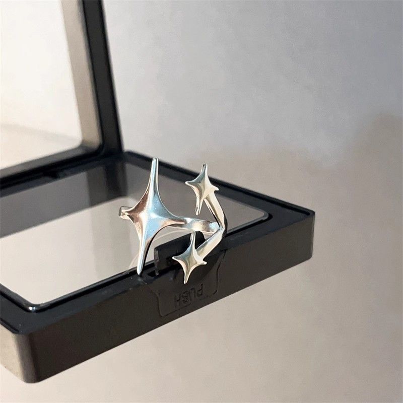 Japanese Brand Retro gothic punk adjustable triple star ring Size ONE SIZE - 5 Thumbnail