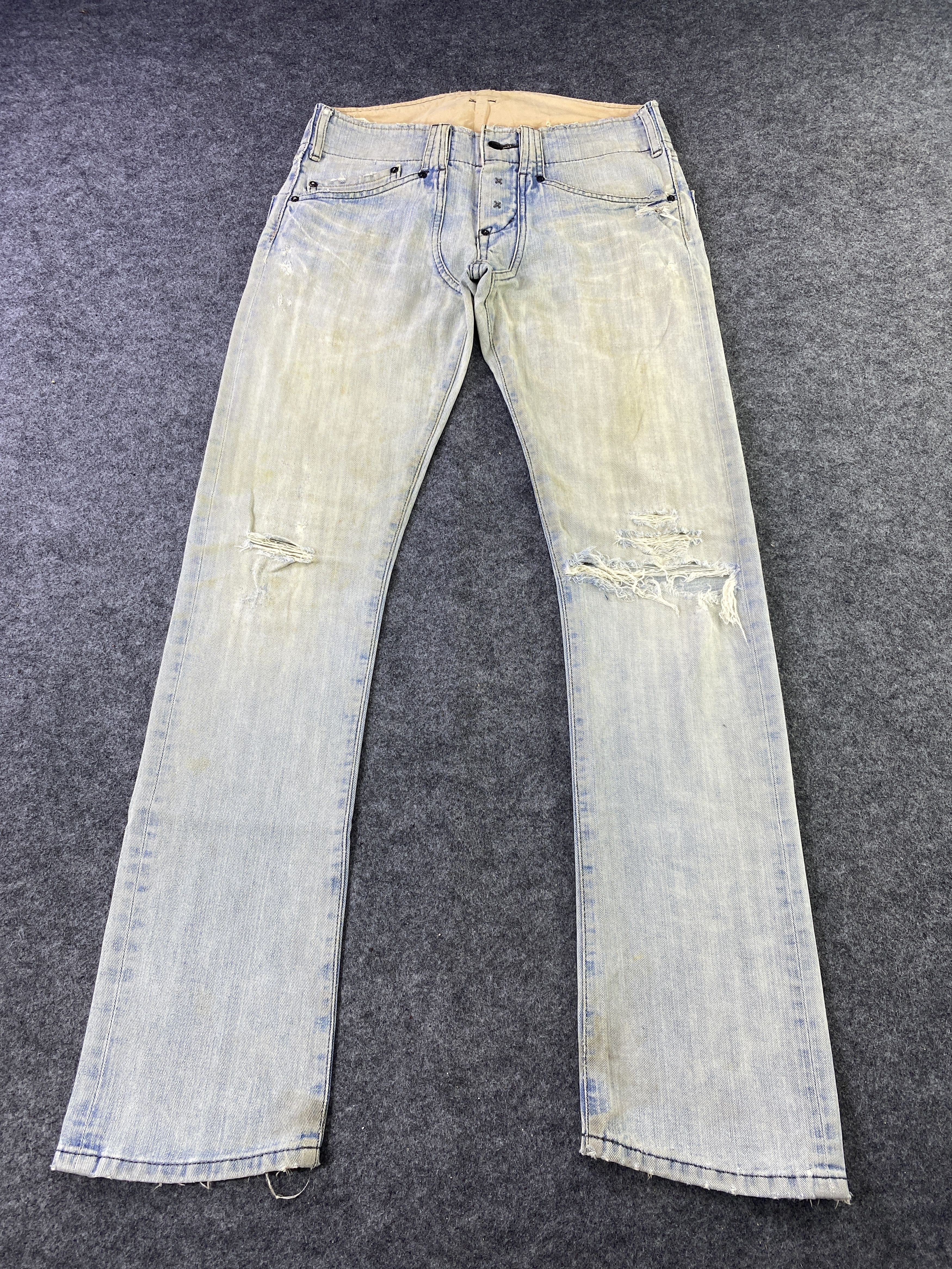 Lee Vintage Lee Low Waisted Distressed Jeans - J893 Size 30" / US 8 / IT 44 - 2 Thumbnail