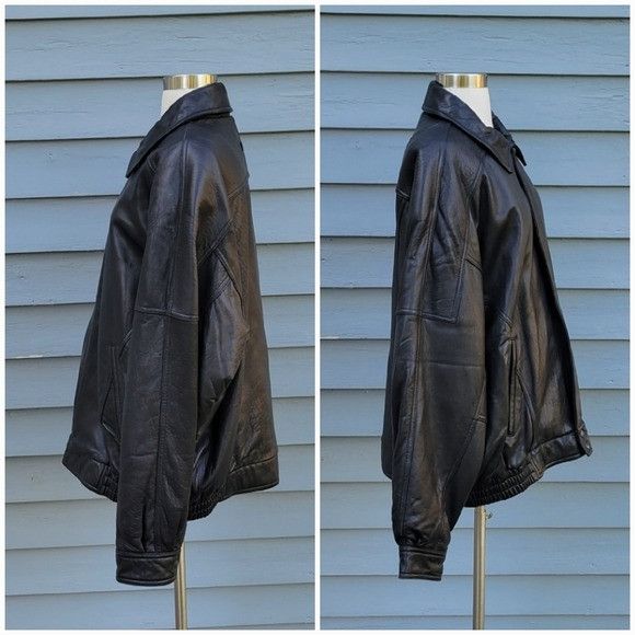 Croft & Barrow Vintage 90s y2k Croft & Barrow Black Leather Bomber Racer Bo Size US XL / EU 56 / 4 - 2 Thumbnail