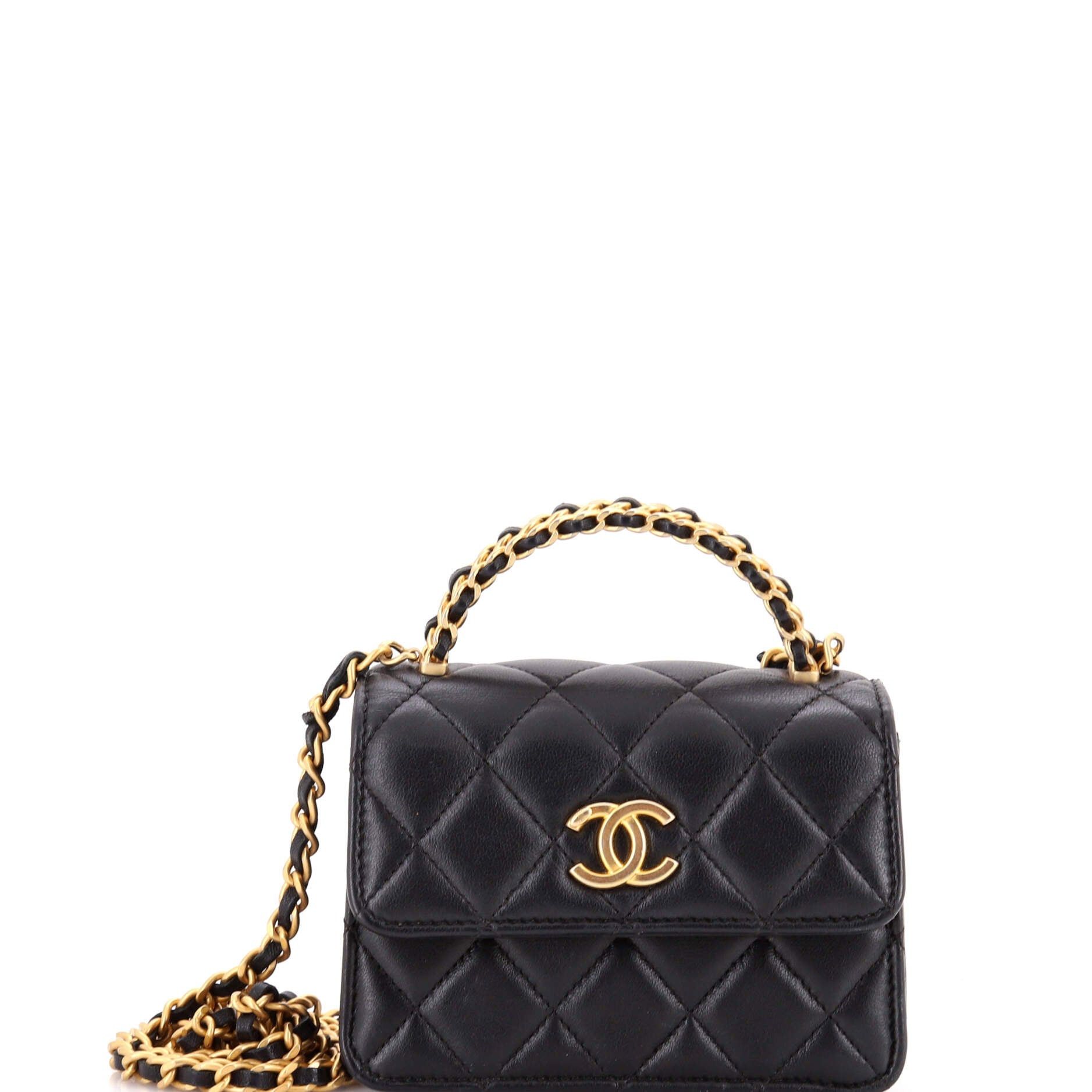 Chanel Woven Top Handle CC Flap Clutch on Chain Size ONE SIZE - 1 Thumbnail