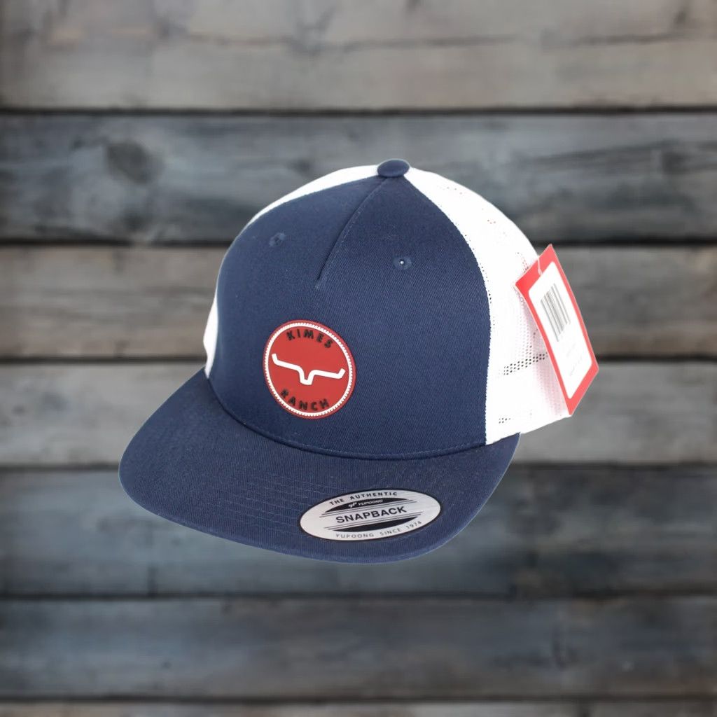 Vintage Kimes Ranch Men's Glendo Hat Snapback Flat Brim Navy White Size ONE SIZE - 1 Thumbnail