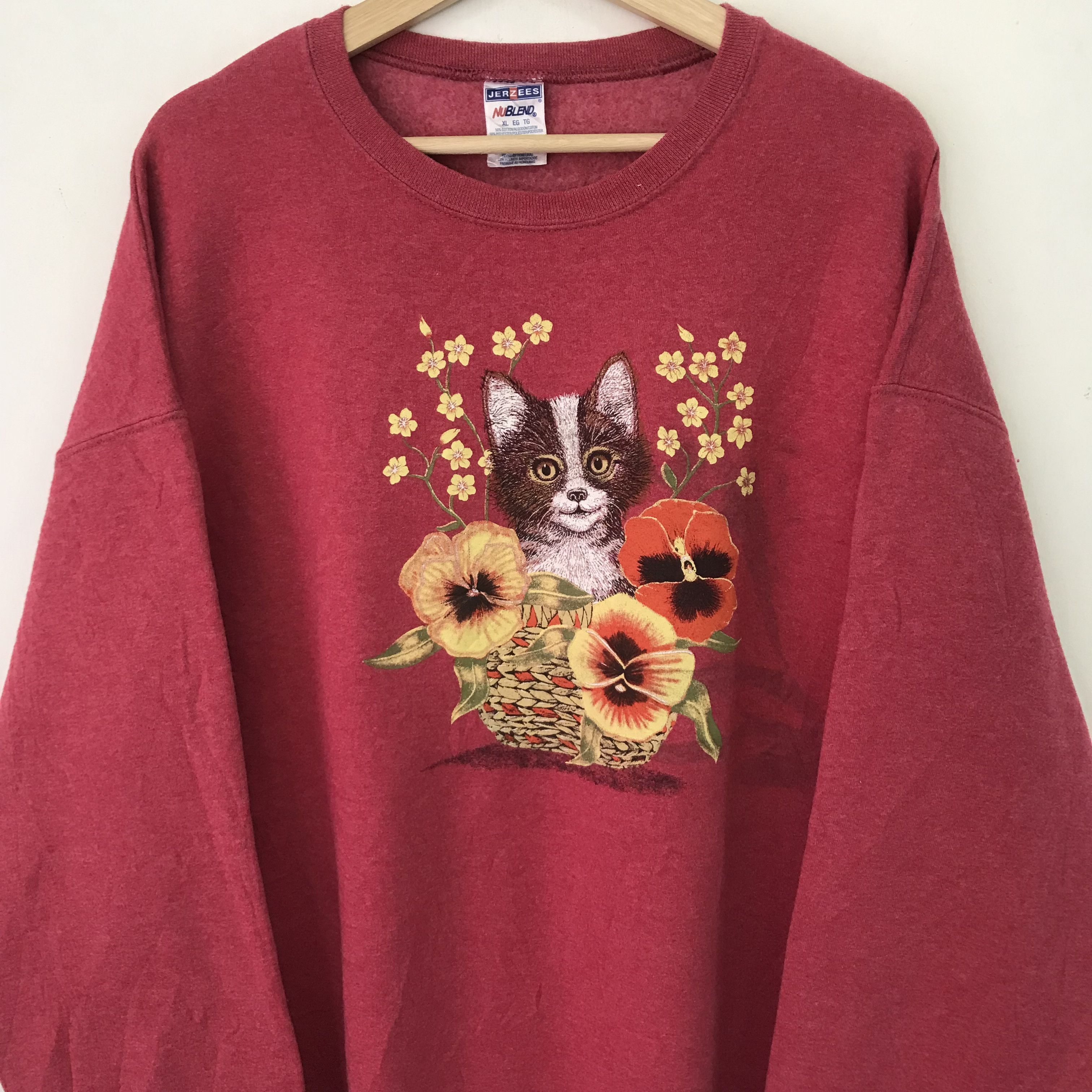 Vintage Vintage Kitten Cat Maroon Sweatshirt Xlarge - 605 Size US XL / EU 56 / 4 - 3 Thumbnail