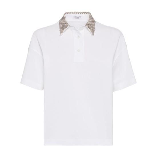 Brunello Cucinelli BRUNELLO CUCINELLI Women Polo Shirts M0T63HH505 C6159 WHITE Size XL / US 12-14 / IT 48-50 - 1 Thumbnail