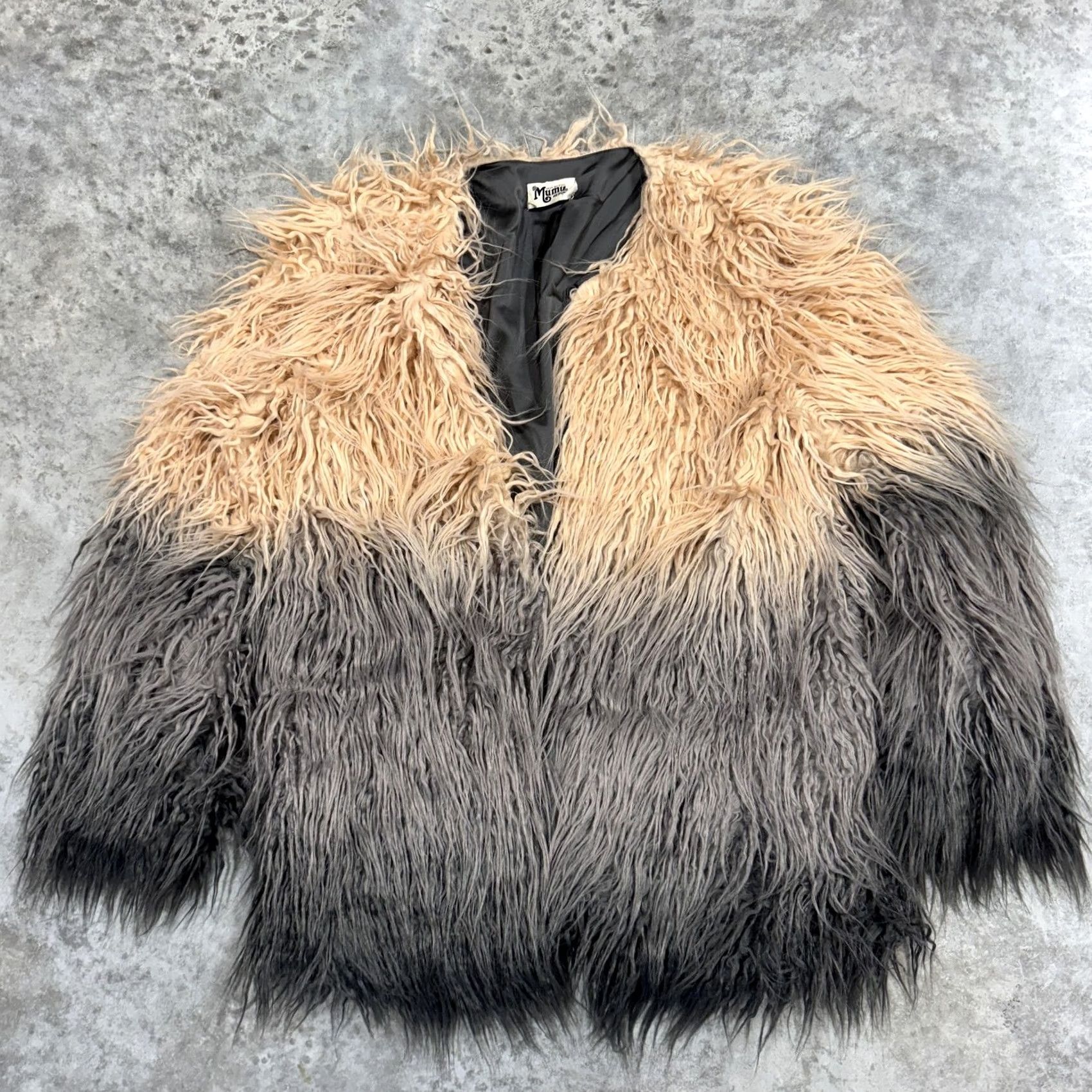 Show Me Your MuMu Show Me Your Mumu Jacket Womens M Tan Gray Faux Fur Shaggy Ombre Coat Size M / US 6-8 / IT 42-44 - 2 Thumbnail