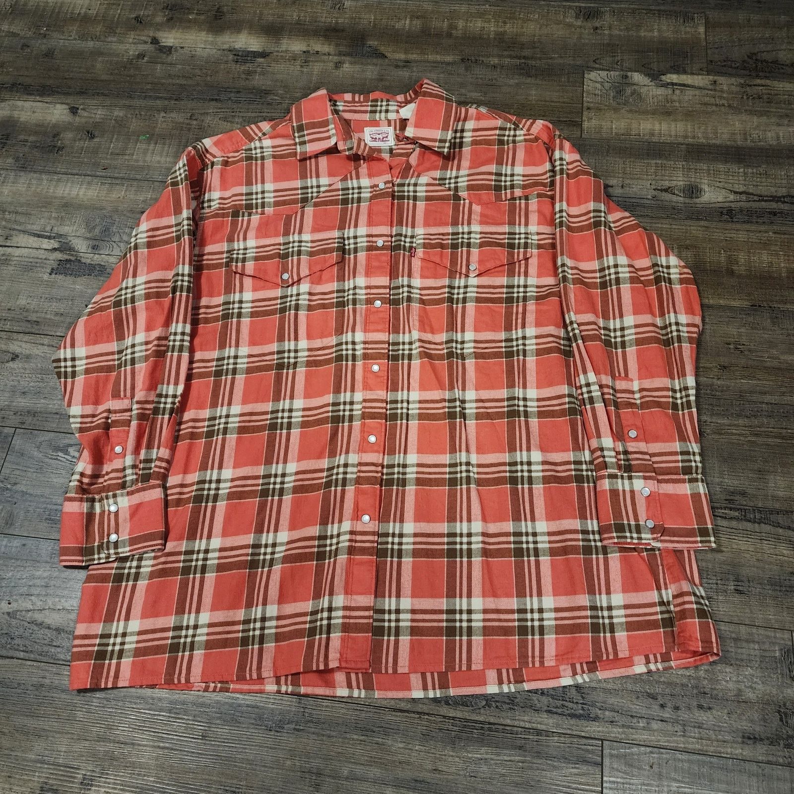 Levi's Levi’s Western Pearl Snap Flannel Women’s size L Plaid 2194 Size L / US 10 / IT 46 - 1 Thumbnail