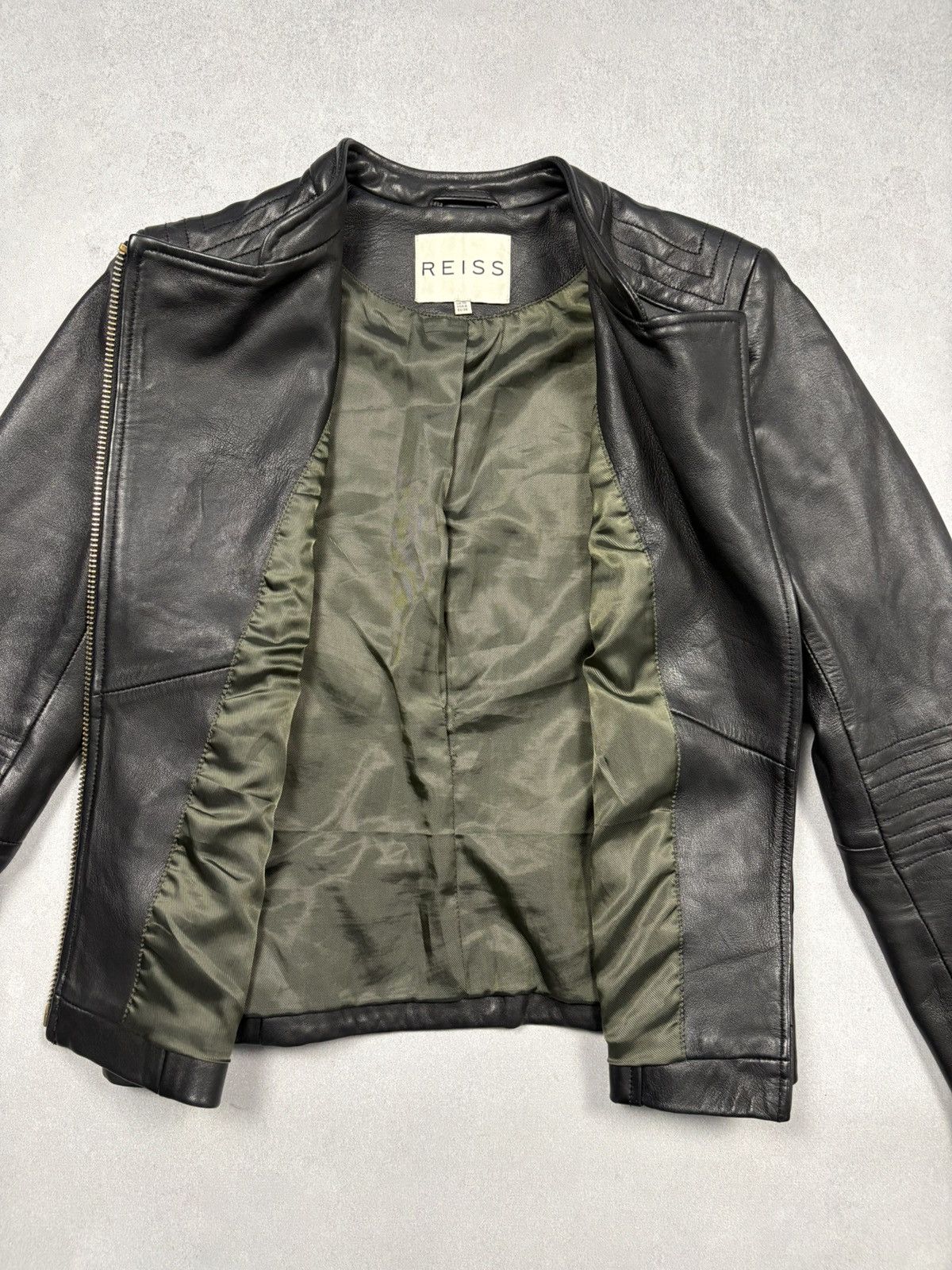 Reiss Reiss Black Leather Biker Jacket Moto Zip Jacket Sizq US 6 Size M / US 6-8 / IT 42-44 - 18 Thumbnail