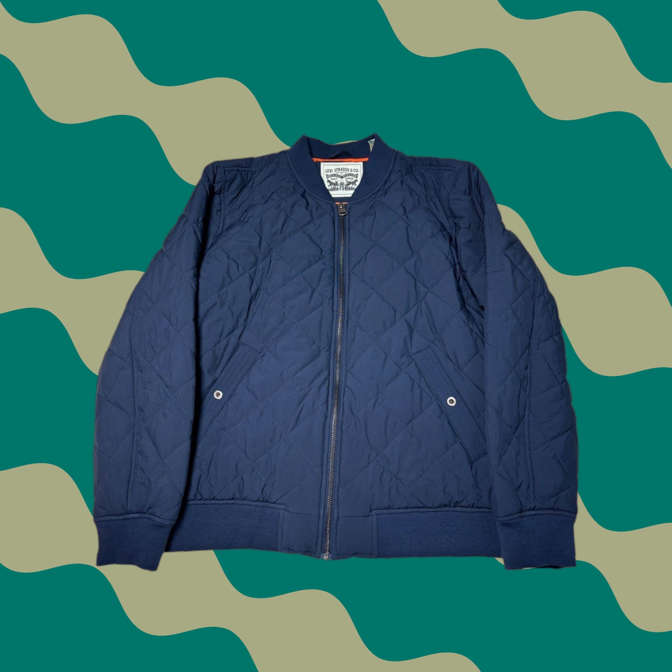CO Levi Strauss Co Quilted Bomber Jacket Navy Blue Mens 2XL Zip Insulated Winter Casual Size US XXL / EU 58 / 5 - 1 Thumbnail