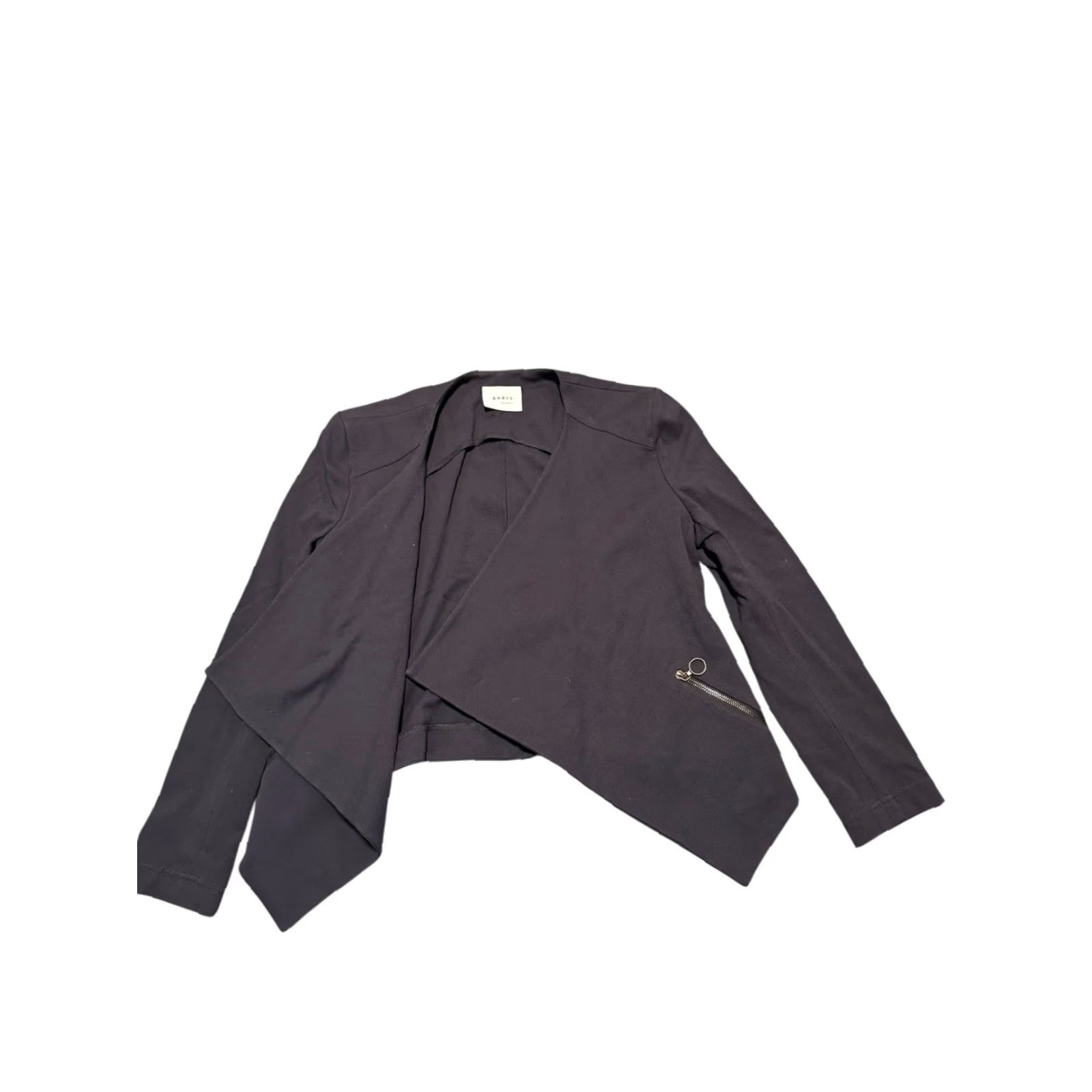 Vintage Akris punto Black Asymmetrical Drape Front Jersey Jacket Blazer Silver Ring Zips Shirt Women 10 Regular Zip Pockets All Seasons Size L / US 10 / IT 46 - 7 Thumbnail