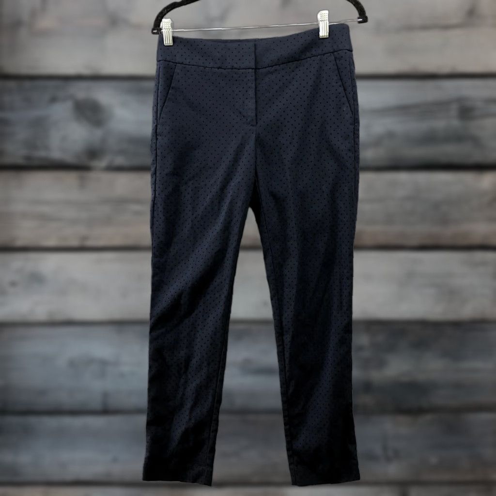 Loft LOFT Marisa Skinny Dress Pants Womens Size 2 Navy Blue Velvet Polka Dot Print Dress Pants Women's 2 Navy Blue Velvet Polka Dot Print Size 26" / US 2 / IT 38 - 1 Thumbnail
