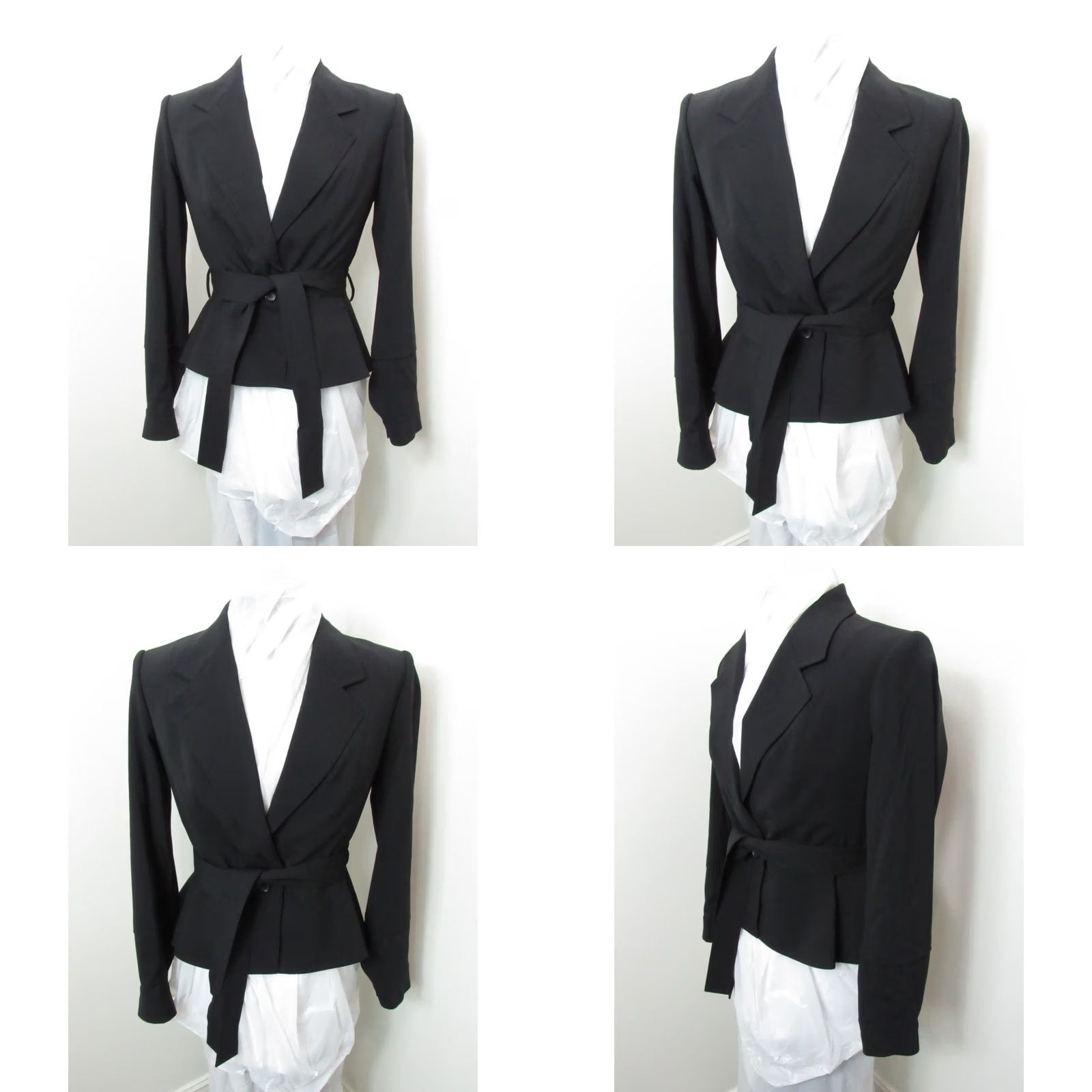Yves Saint Laurent VINTAGE Saint Laurent Blazer Women Wool Double Breasted Black 42 Collared Padded Fully Lined Vintage YSL Rive Gauche by Tom Ford Size M / US 6-8 / IT 42-44 - 8 Thumbnail