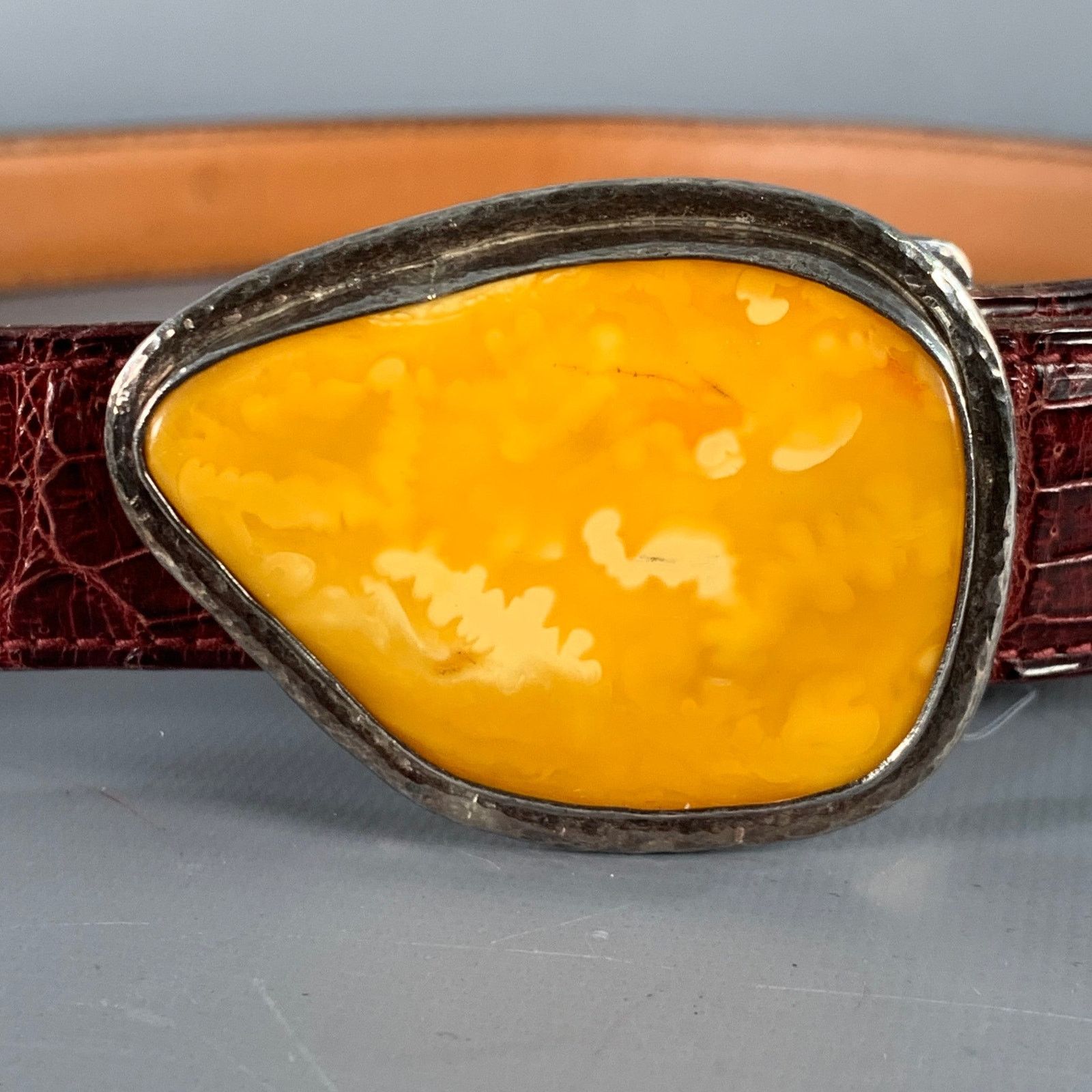 Other APRIL in PARIS Burgundy Yellow Embossed Sterling Silver Belt Size ONE SIZE - 2 Thumbnail