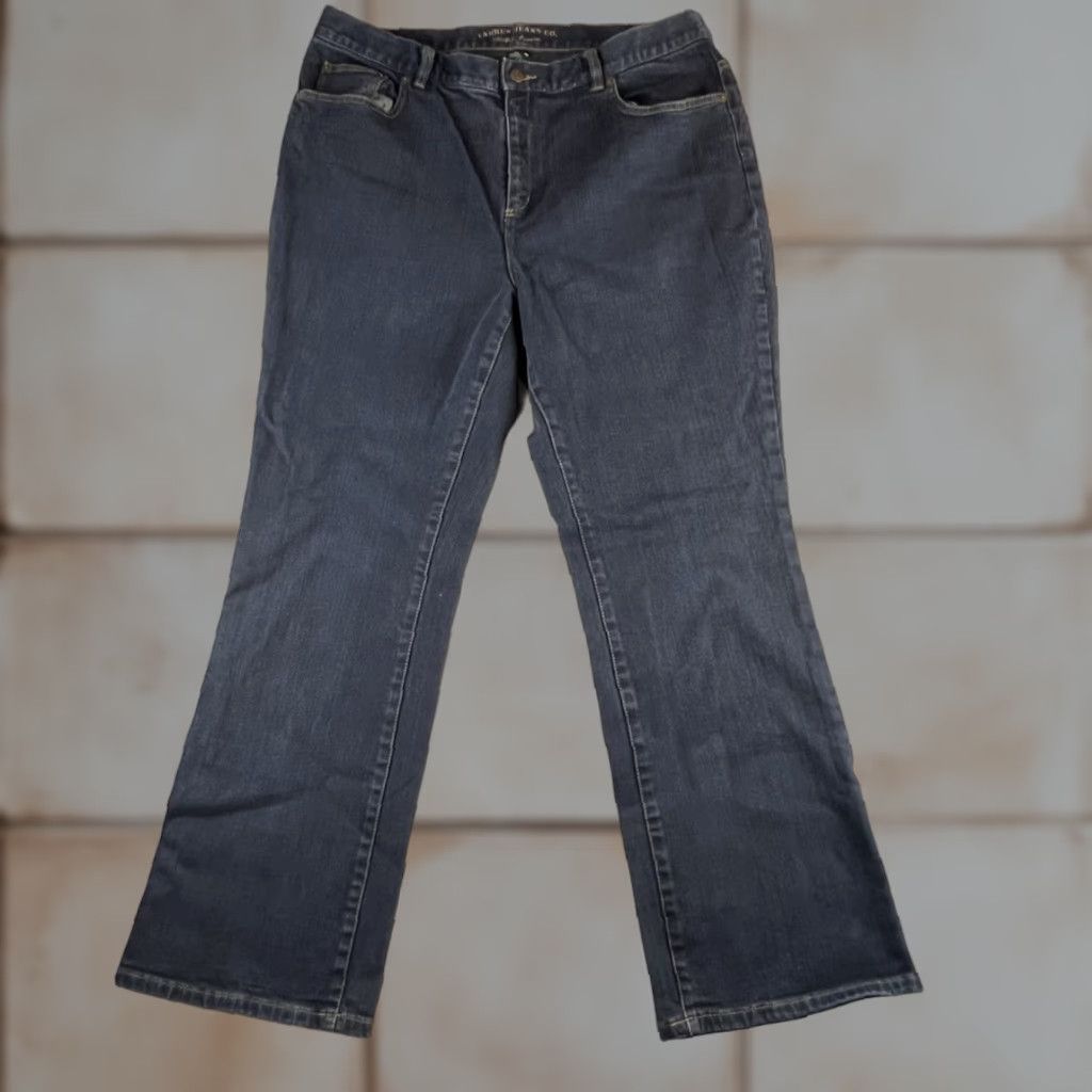 Ralph Lauren VINTAGE Lauren Ralph Lauren Jeans Co. Flare Jeans Women's 14W 36x30.25 Blue Denim Logo 90s City Womens Jeans Size 36" / US 14 / IT 50 - 1 Thumbnail