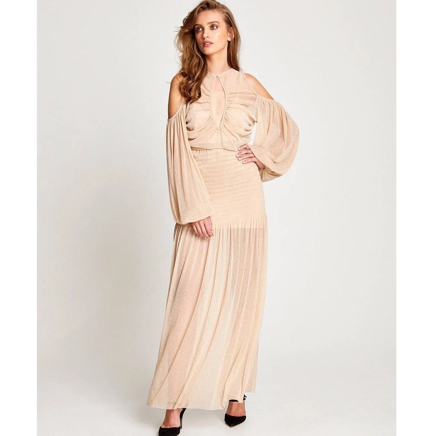 Alice McCall Alice McCall Spell Gown Maxi Dress nude metallic mesh Size 4 Size S / US 4 / IT 40 - 2 Thumbnail