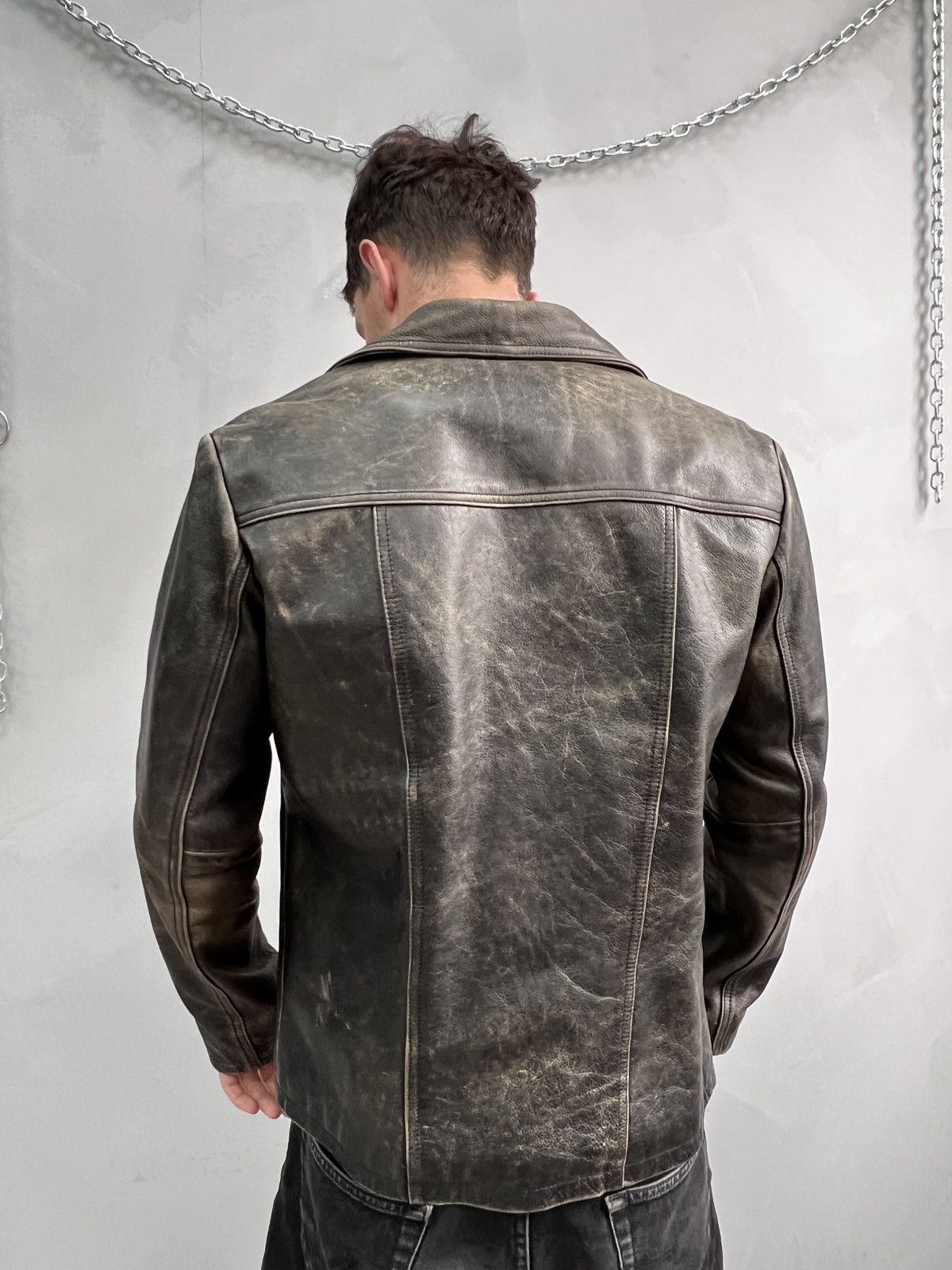 Genuine Leather Y2K button up 90s avant GARDE retro leather jacket Size US S / EU 44-46 / 1 - 7 Thumbnail