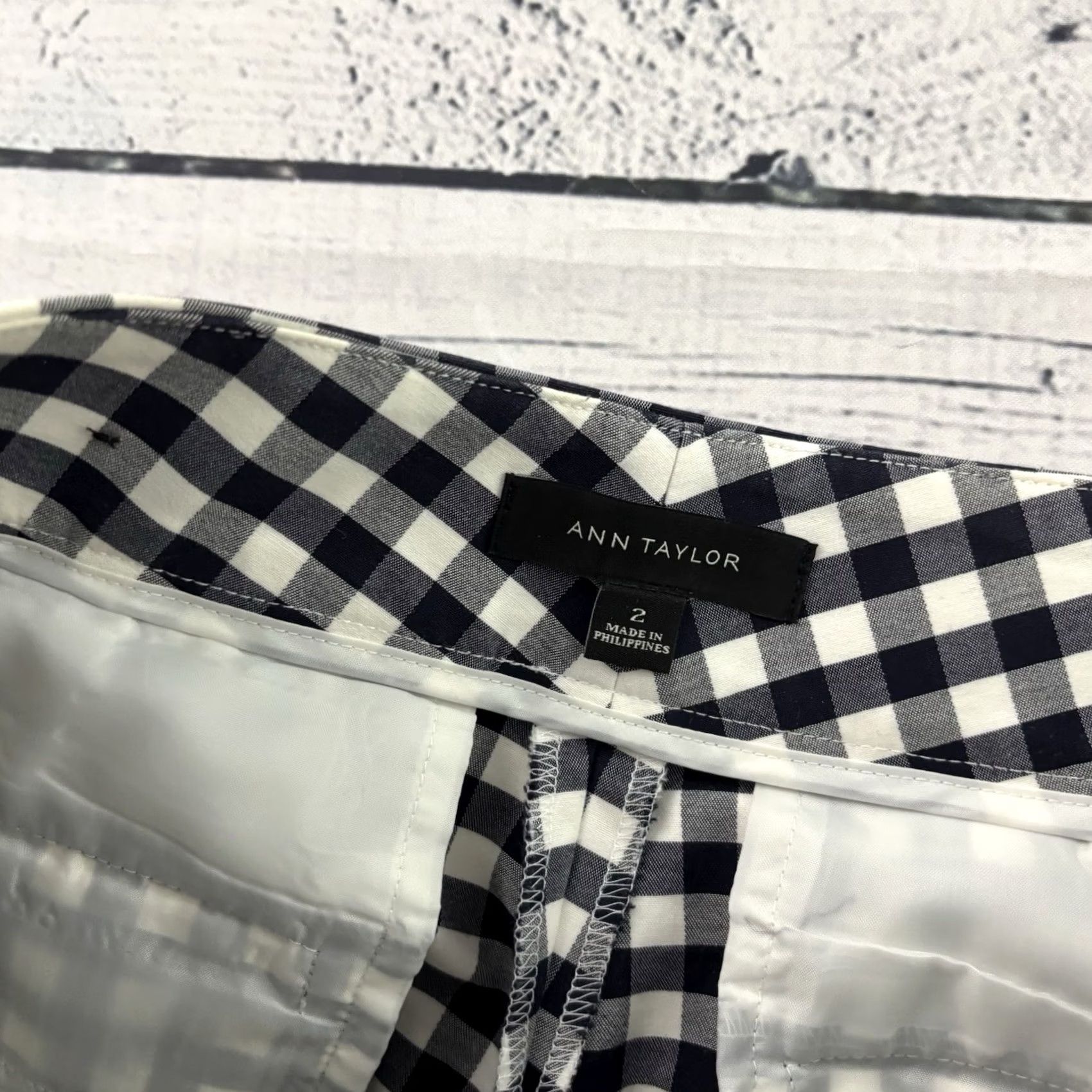 Ann Taylor Ann Taylor Pants Blue Plaid Cropped Women 2 Casual Modern Buffalo - Size 26" / US 2 / IT 38 - 4 Thumbnail