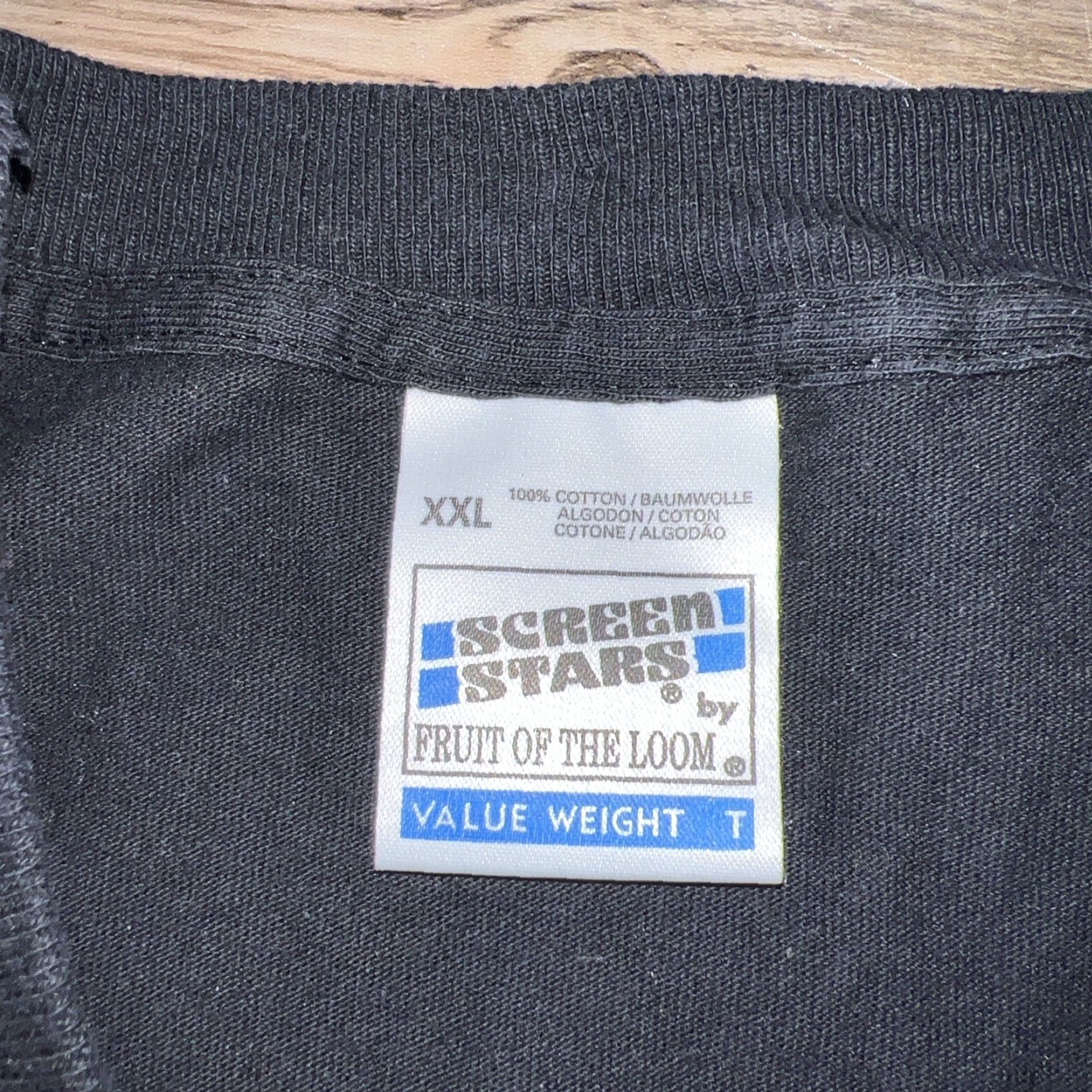 Vintage VINTAGE Screen Stars T-Shirt Black Mens 2XL Stars 90s AARIKKA FINLAND Elakoon Vallattmuus Size US XXL / EU 58 / 5 - 5 Thumbnail
