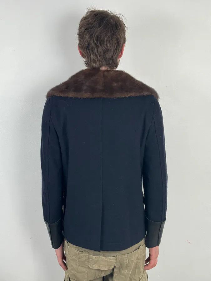 Jean Paul Gaultier 2000s Jean Paul Gaultier Navy Wool Leather Cuff Blazer Size 40R - 3 Thumbnail