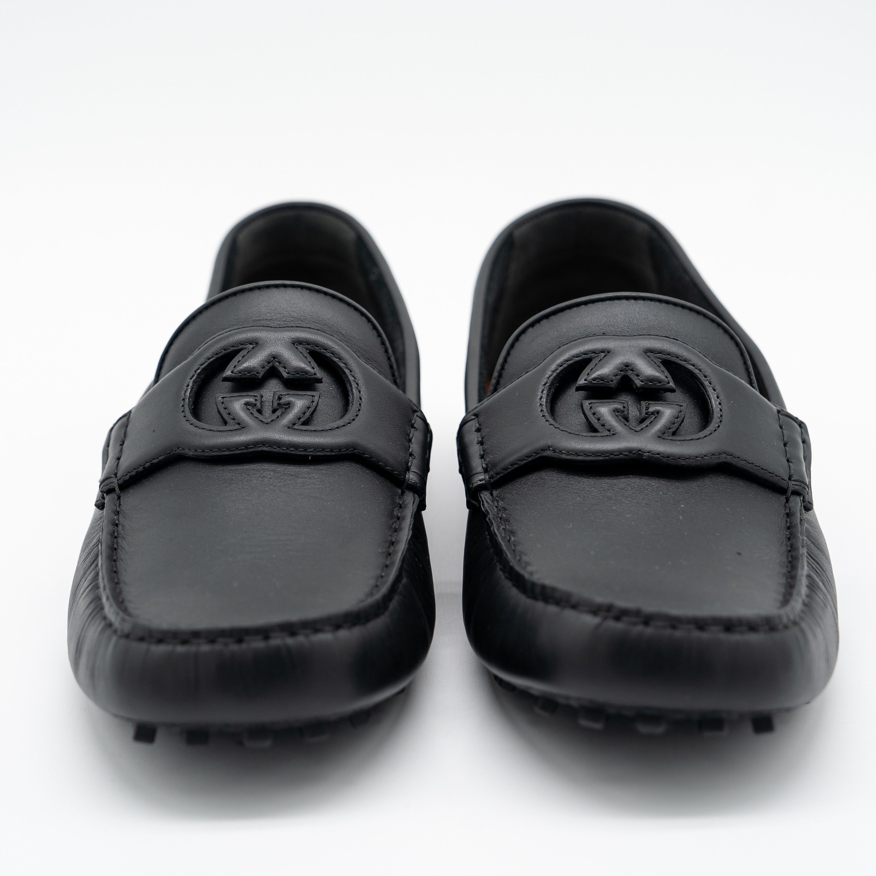 Gucci 13.5 US Gucci GG Leather Moccasin Driver Black Loafers Size US 13 / EU 46 - 2 Thumbnail