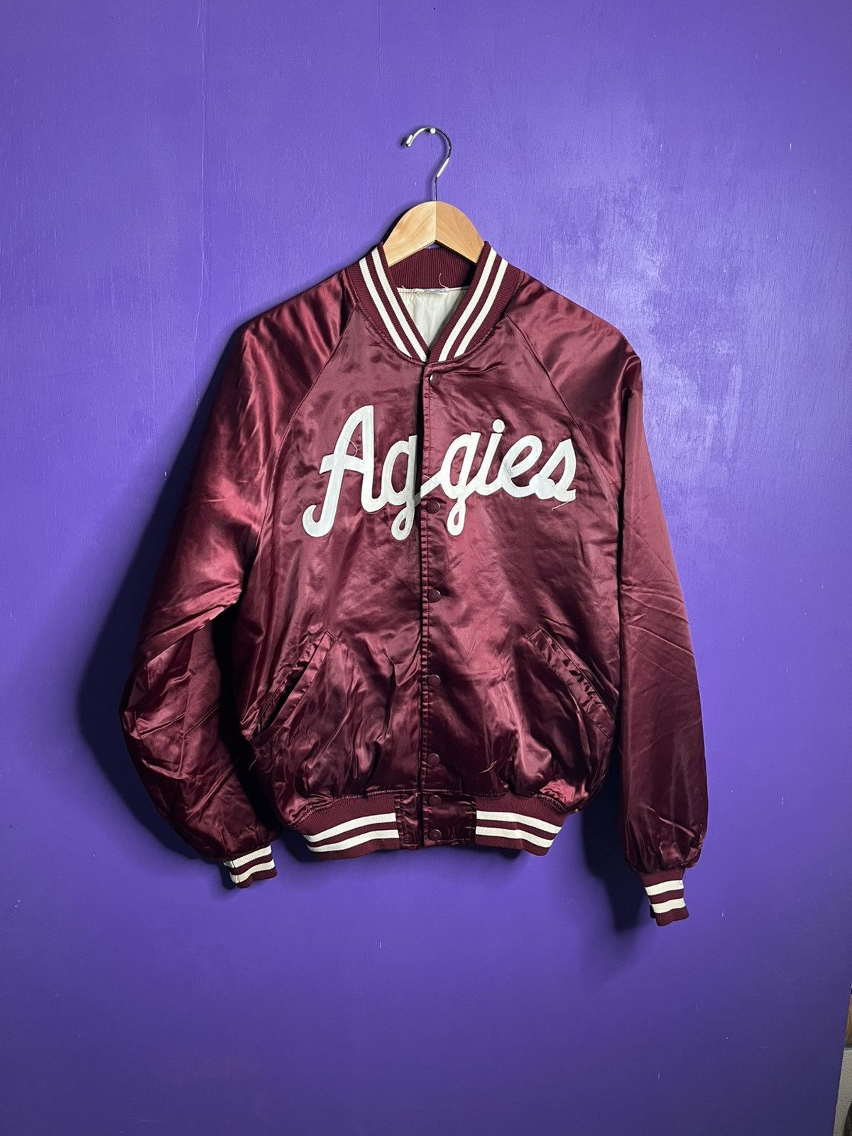 Vintage Vintage 80s Texas ATM Aggies satin jacket Size US L / EU 52-54 / 3 - 1 Thumbnail