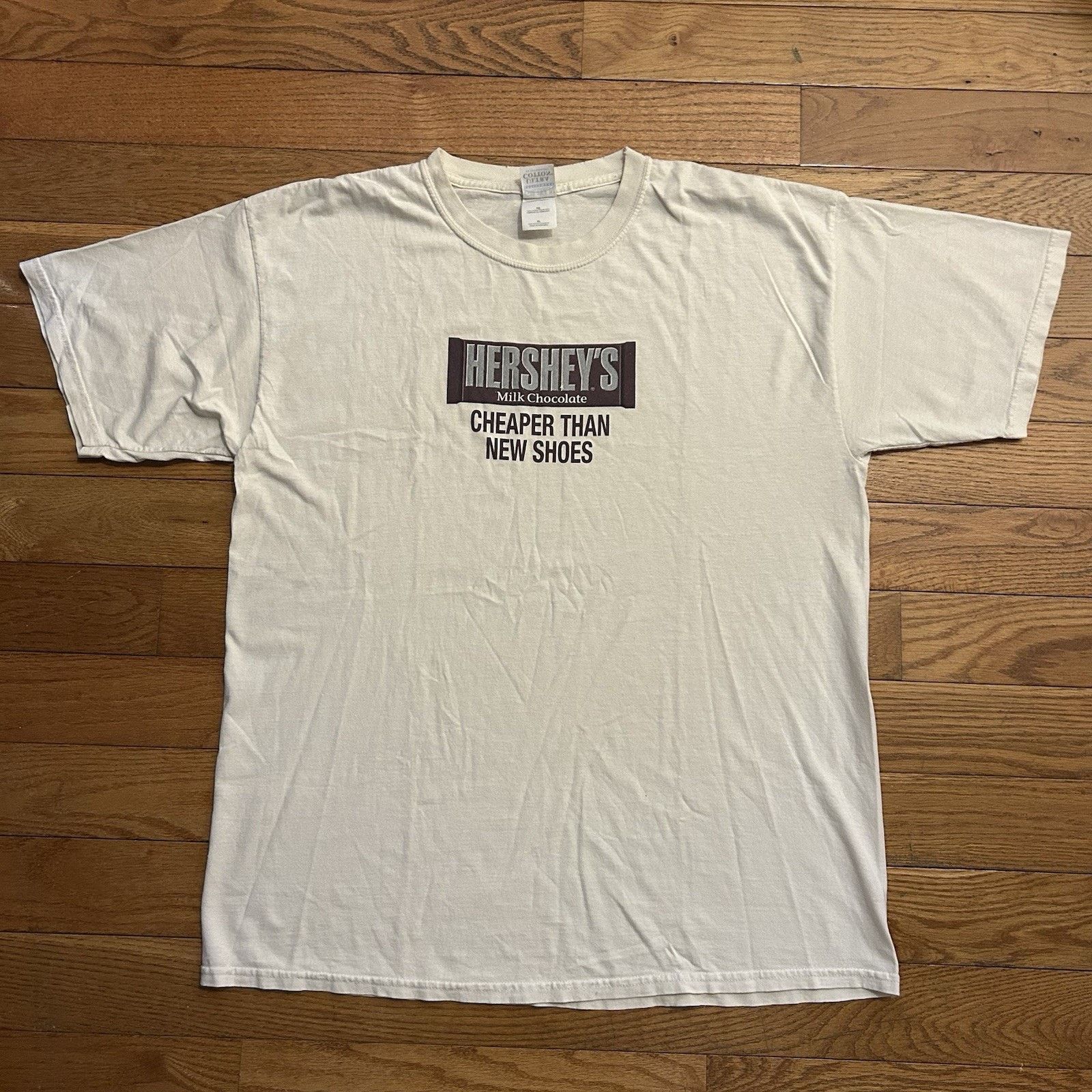 Vintage Hersheys Chocolate Cheaper Than New Shoes Candy Tee Shirt Size US XL / EU 56 / 4 - 1 Thumbnail