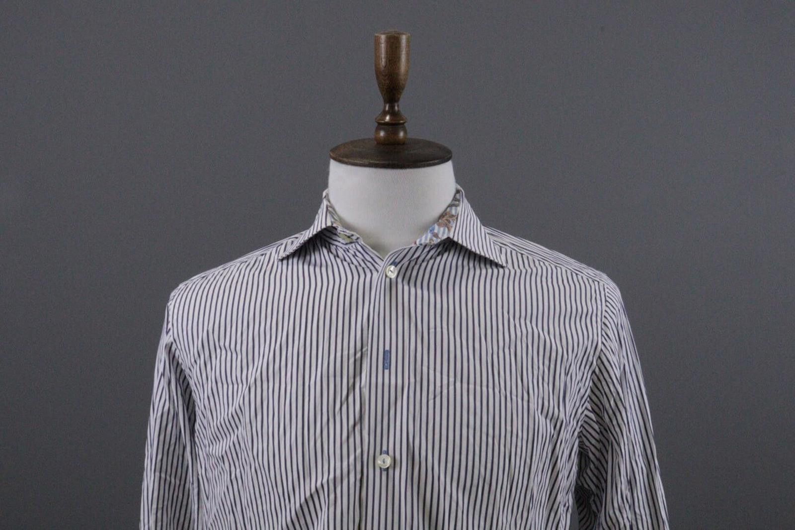 Flower Mountain Eton Contemporary Striped Floral Dress Shirt Size 16 41 Size US L / EU 52-54 / 3 - 2 Thumbnail