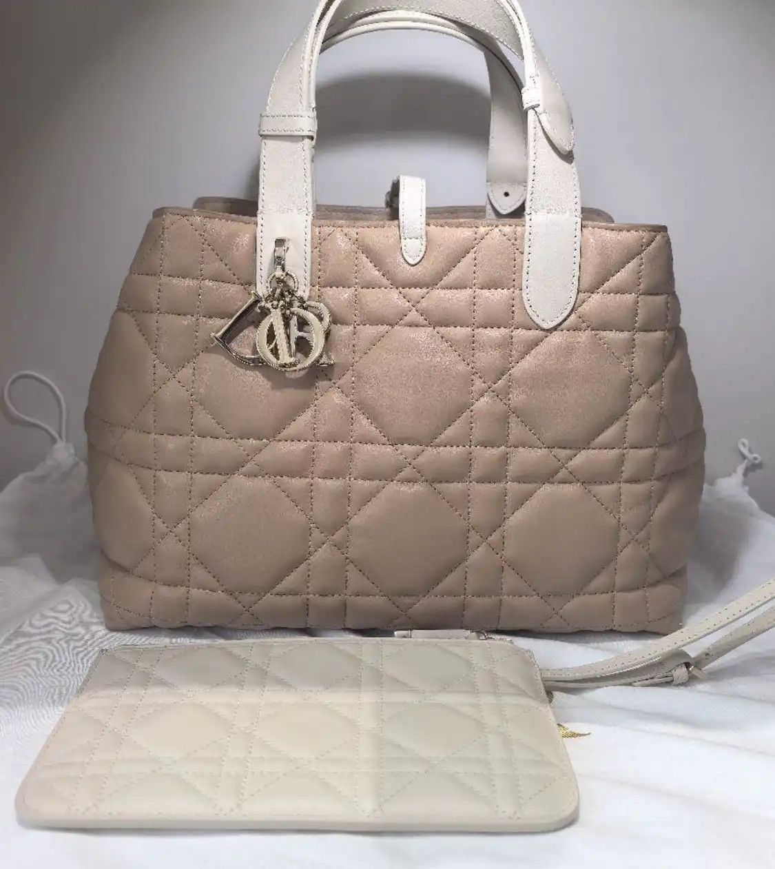 Dior DIOR Toujours color-block cowhide leather rattan plaid quilted handbag sub-pocke Size ONE SIZE - 1 Thumbnail