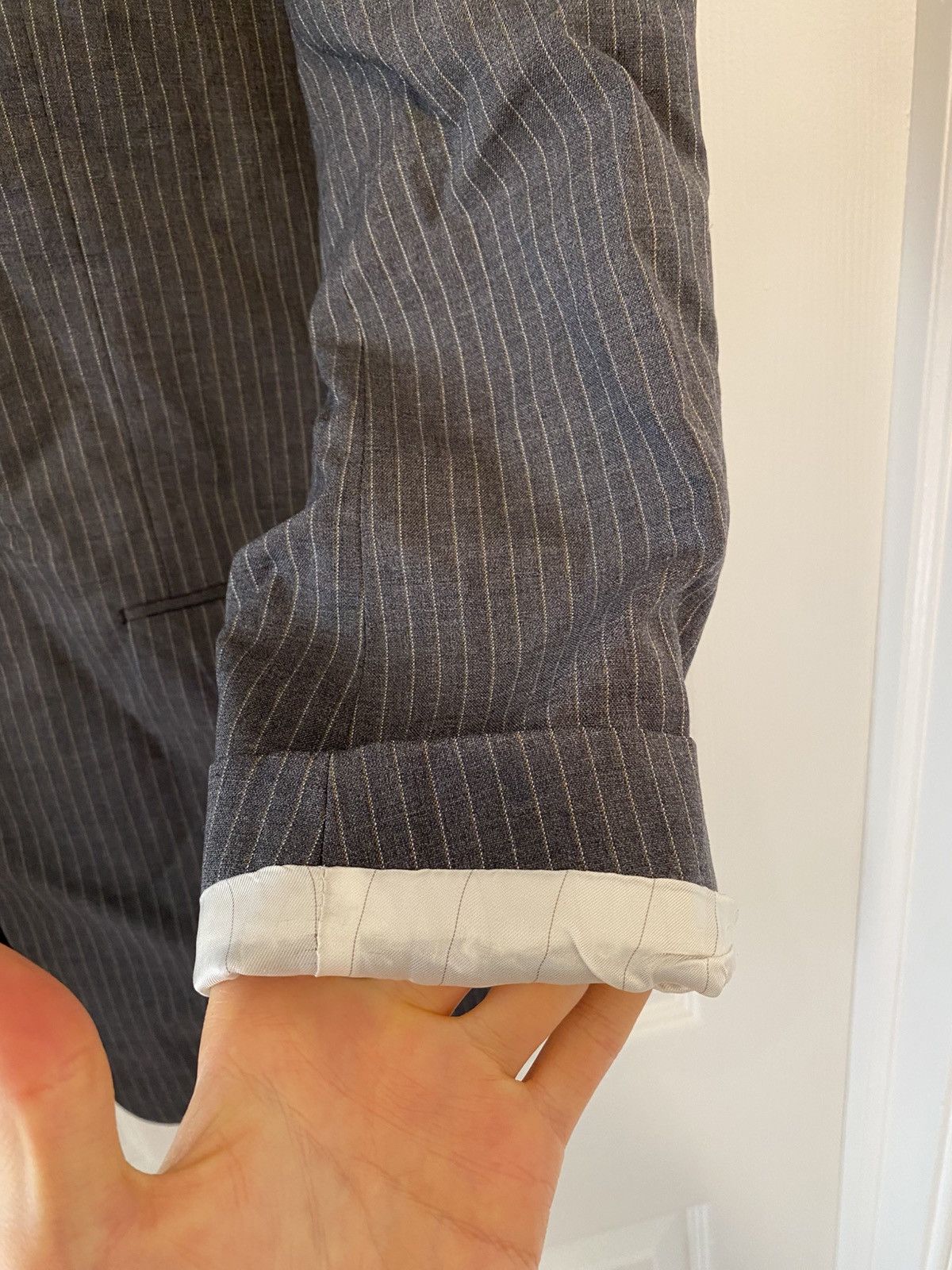Prada 03aw grey pinstriped wool blazer Size 48R - 4 Thumbnail