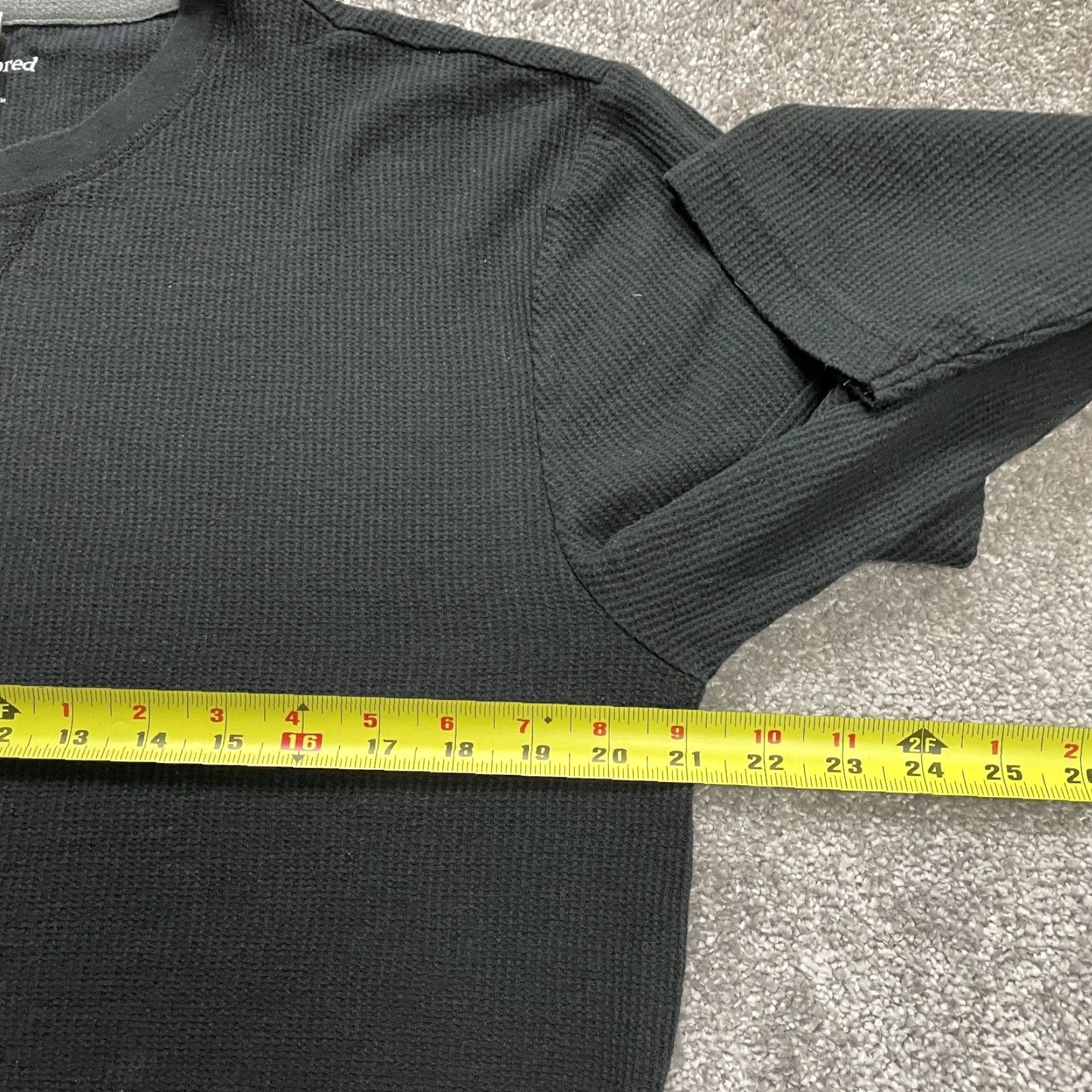 Vintage Saddlebred Mens Shirt Long Sleeve Black Crew Neck Solid Tee Waffle Cotton Polyester Size US M / EU 48-50 / 2 - 6 Thumbnail