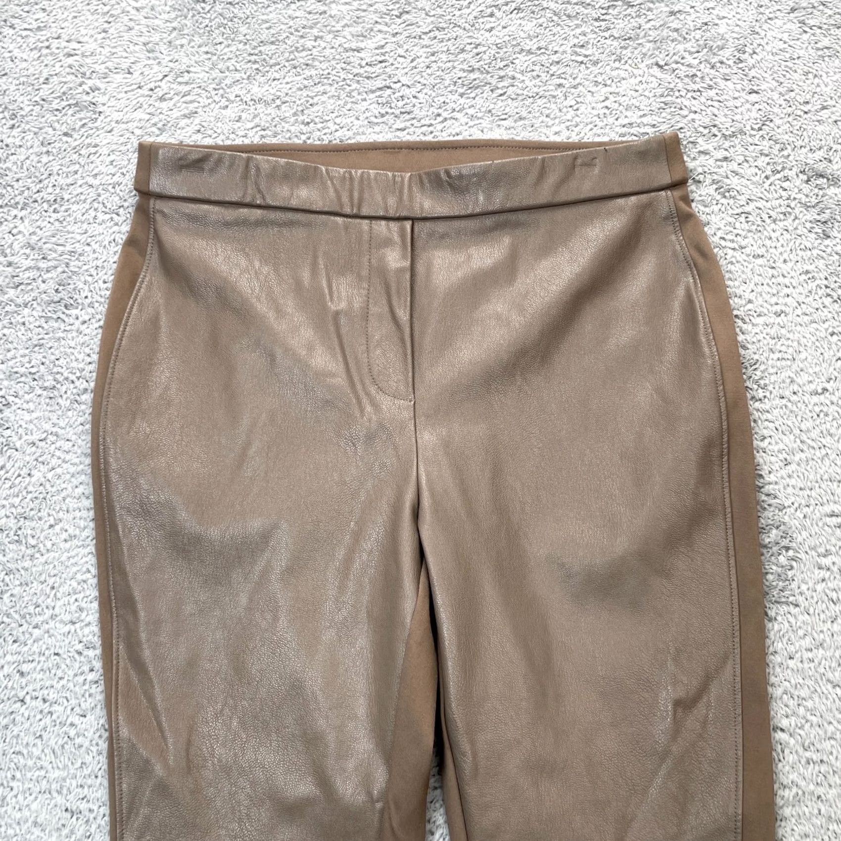 Vintage Chicos Brown Faux Vegan Leather Ponte Knit Skinny Leg Stretch Pants Womens Size 4 Size 30" / US 8 / IT 44 - 4 Thumbnail