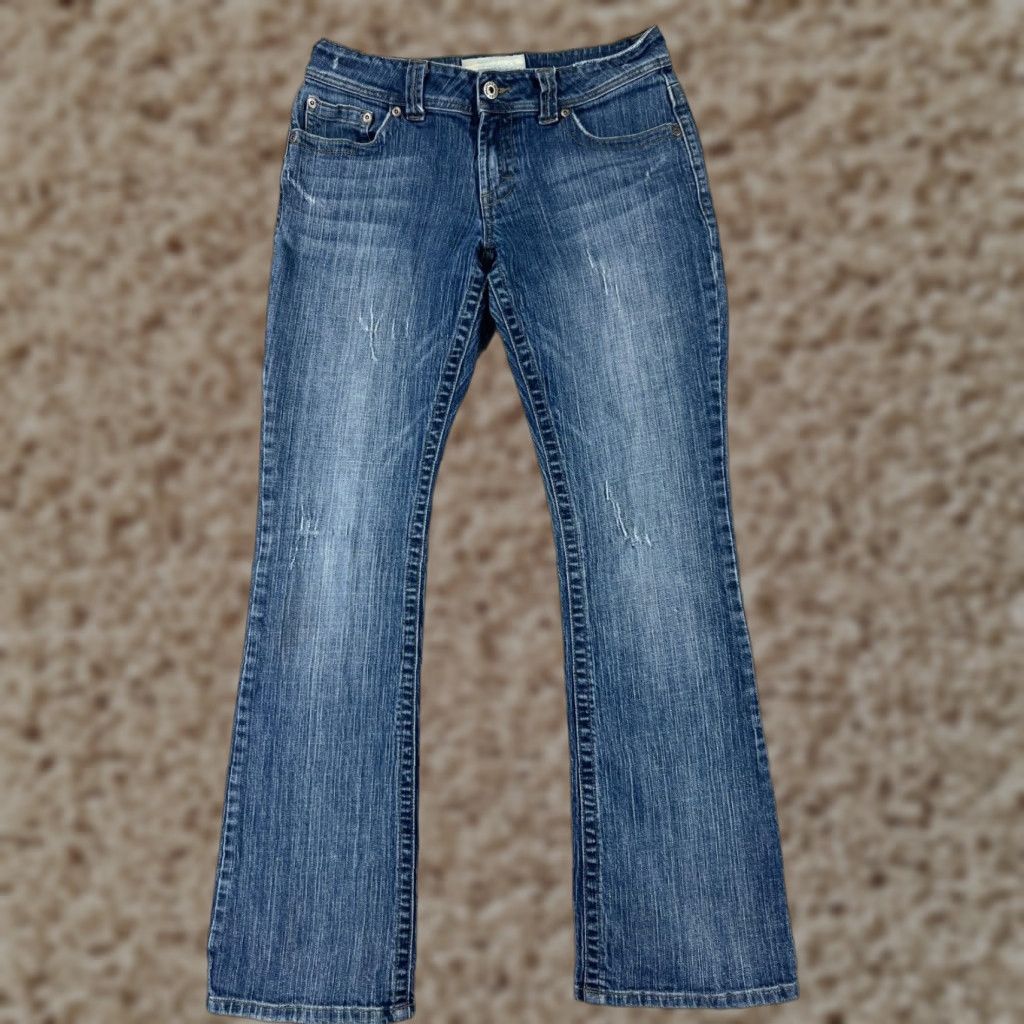 Vintage Maurines Women's Bootcut Jeans 5 Blue Denim Stretch Distressed Vintage Style Size 27" / US 4 / IT 40 - 1 Thumbnail