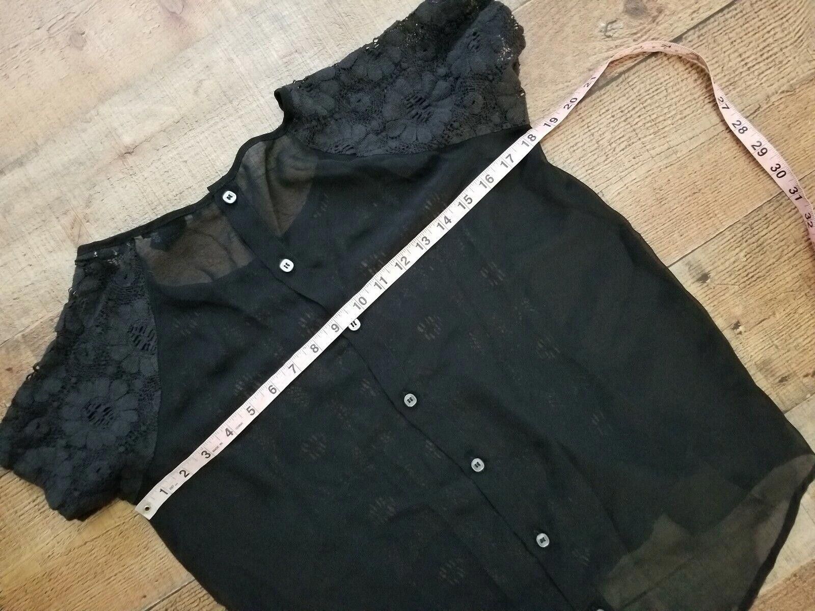 Designer Michael Brandon Shirt Medium Black Sheer Buttons Lace Size M / US 6-8 / IT 42-44 - 4 Thumbnail