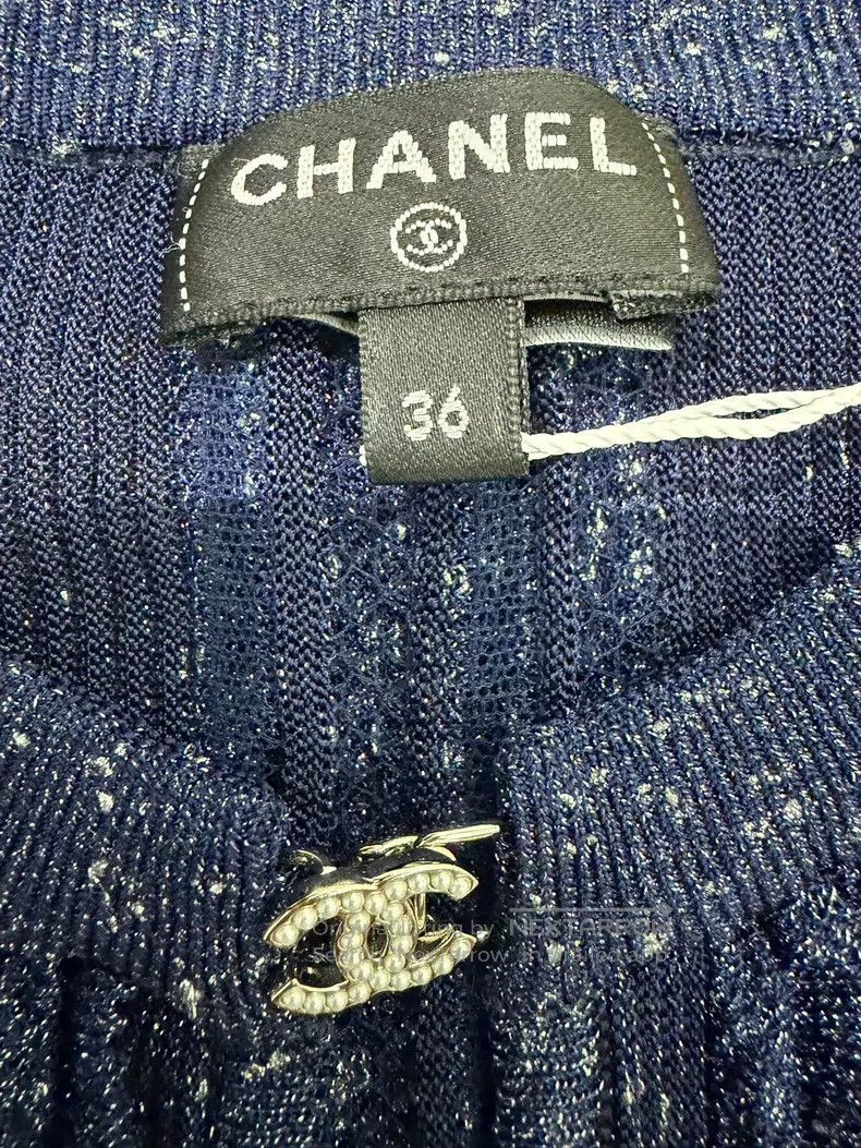 Chanel Chanel Dark blue starry-coloured knitted cardigan coat Size XS / US 0-2 / IT 36-38 - 4 Thumbnail