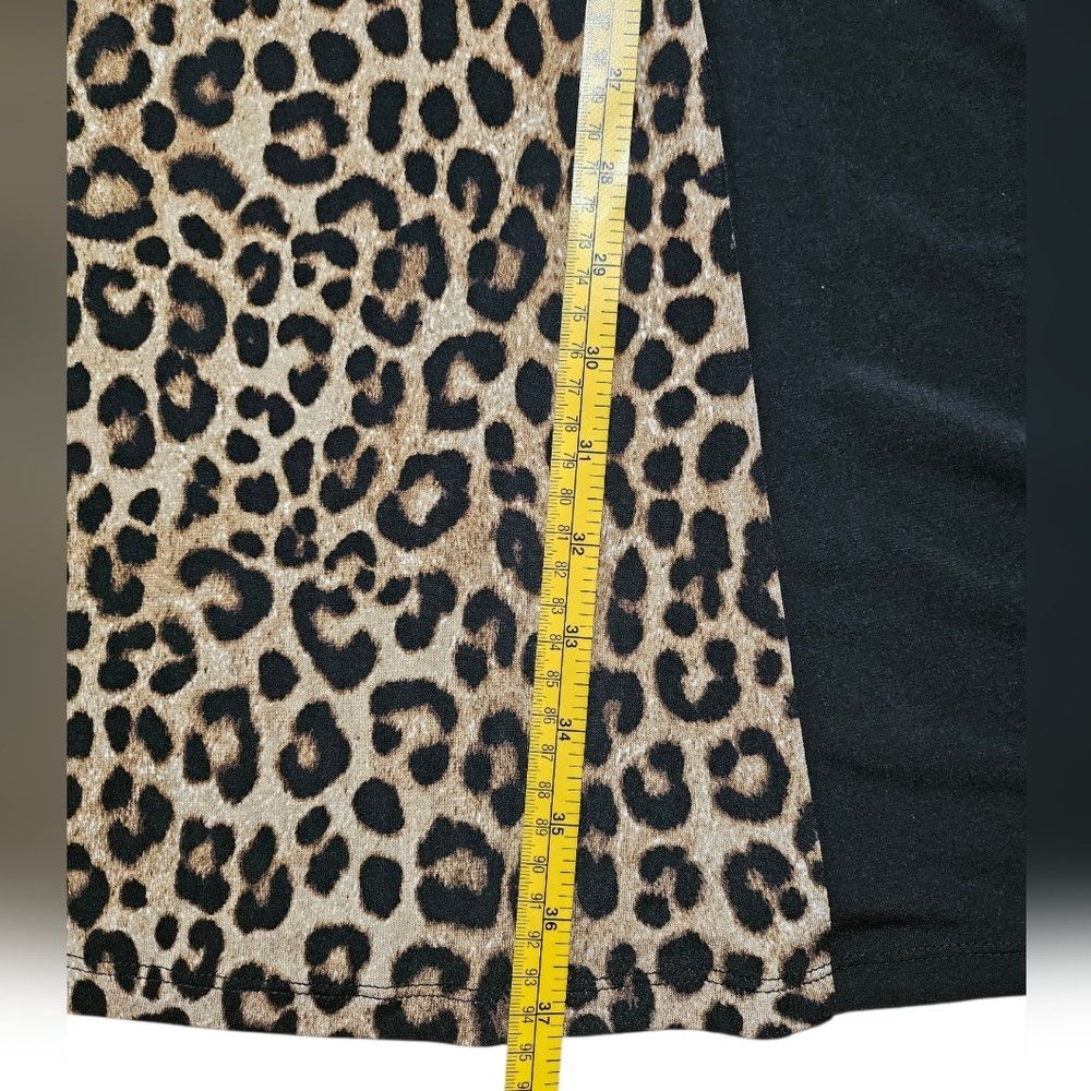 Michael Kors NWT Michael Kors Leopard Print Black Panels Dress 2X Women Size XXL / US 16-18 / IT 52-54 - 4 Thumbnail