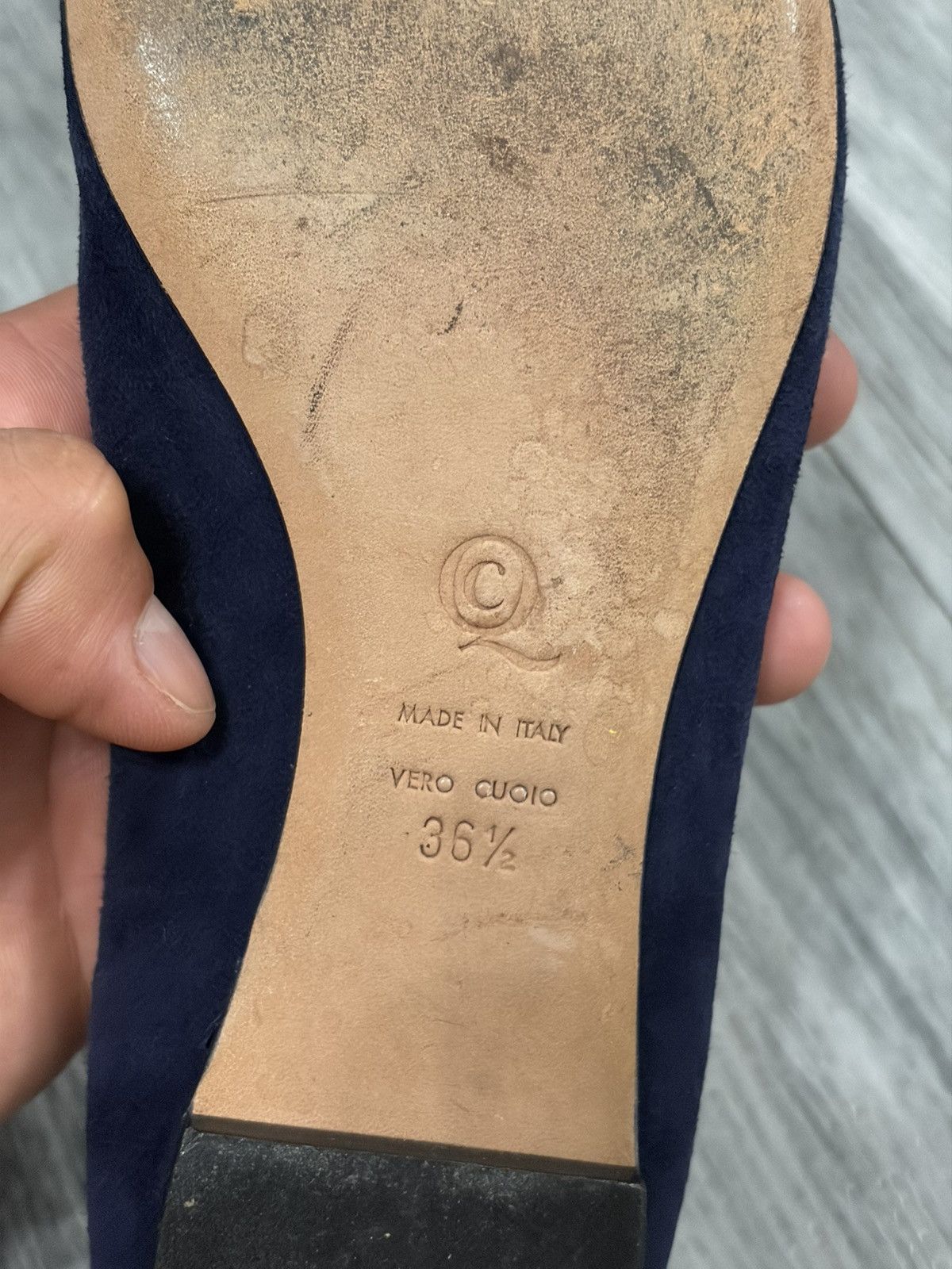 Alexander McQueen Alexander McQueen Navy Suede Slip-On Ballet Flat Skull Size US 6.5 / IT 36.5 - 7 Thumbnail