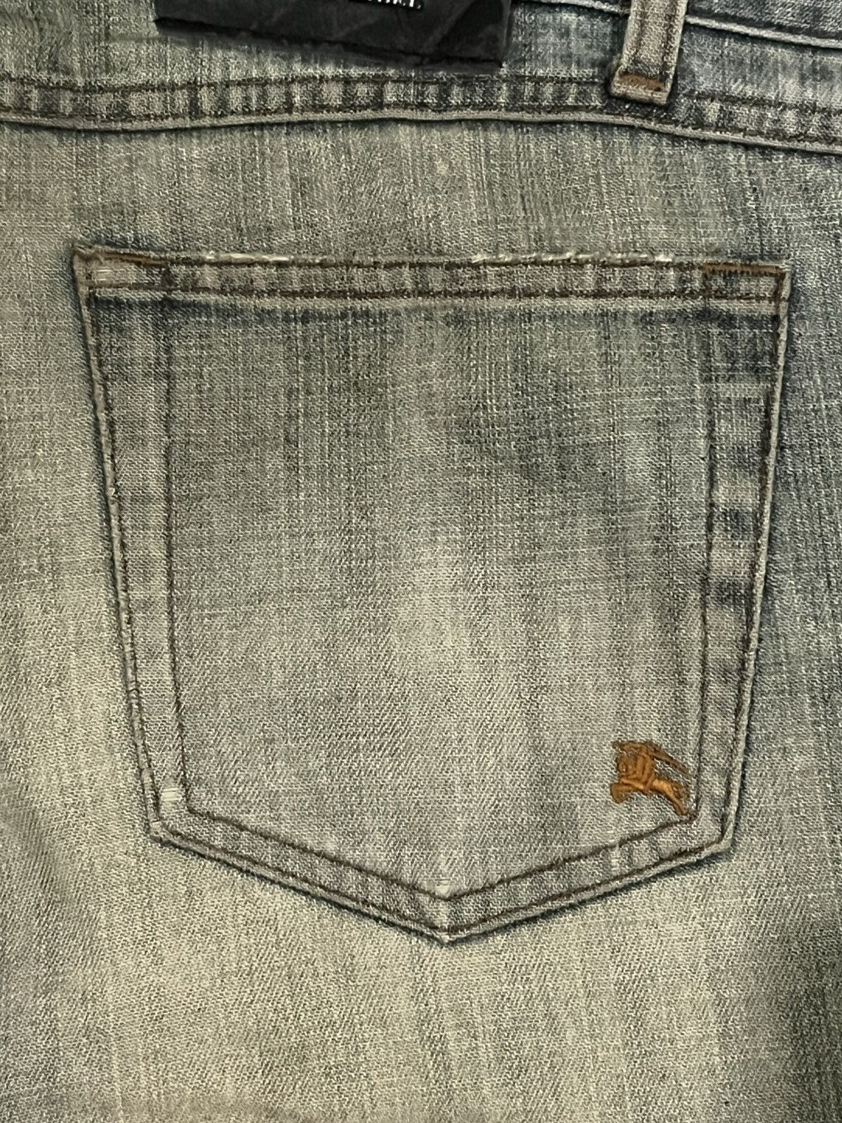 Black Label × Burberry ⚡️Sick⚡️Burberry Black Label Mud Wash Distress Buttonfly Jeans Size US 35 - 10 Thumbnail