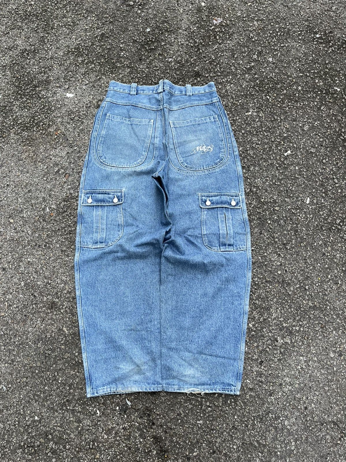 Baggy Jeans Multi Pocket Faded Blue Y2K Denim Skater Pants