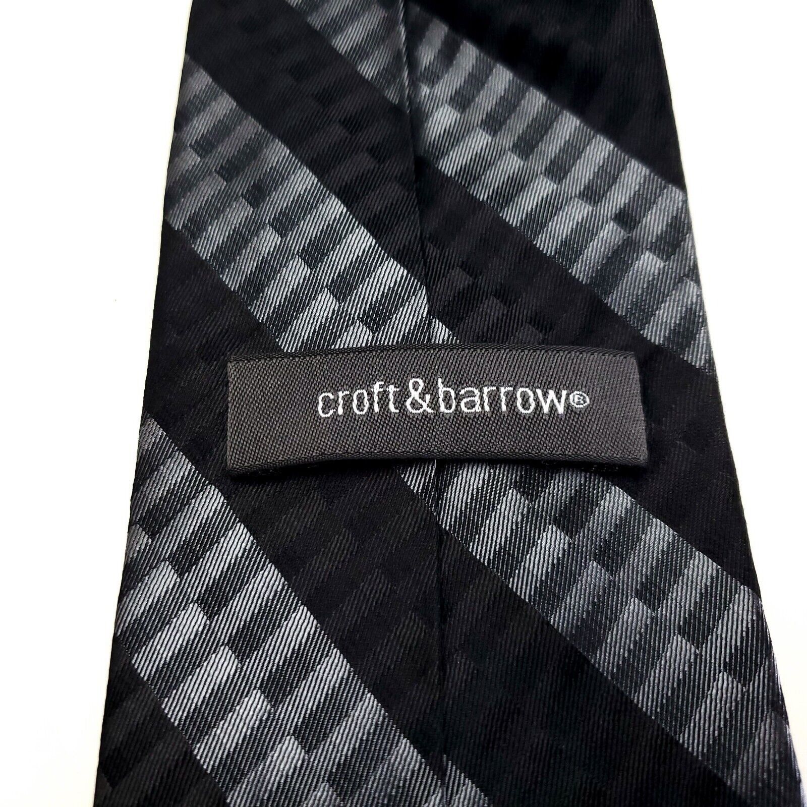 Croft & Barrow Croft & Barrow Black Gray Striped Geometric Silk Tie Size ONE SIZE - 3 Thumbnail