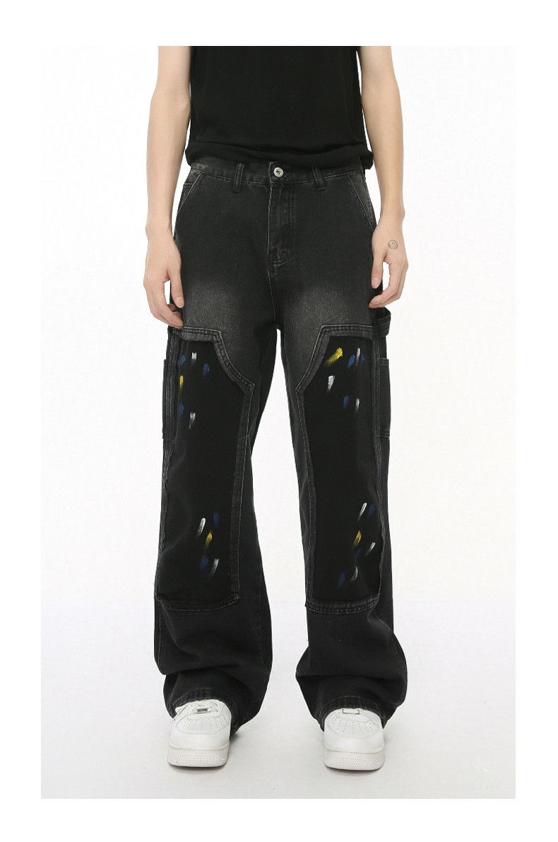 Japanese Brand × Jean Street retro graffiti patchwork design straight loose jeans Size US 32 / EU 48 - 1 Thumbnail