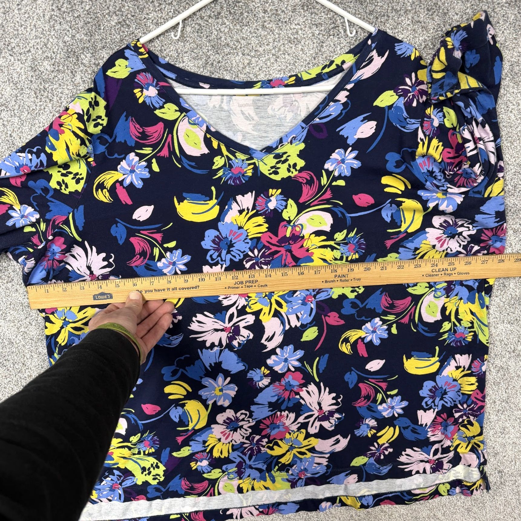 Vintage Woman Within Shirt Womens 2X Plus Blue Floral V-Neck Boho Cottagecore 3/4 Sleeve Size XXL / US 16-18 / IT 52-54 - 4 Thumbnail