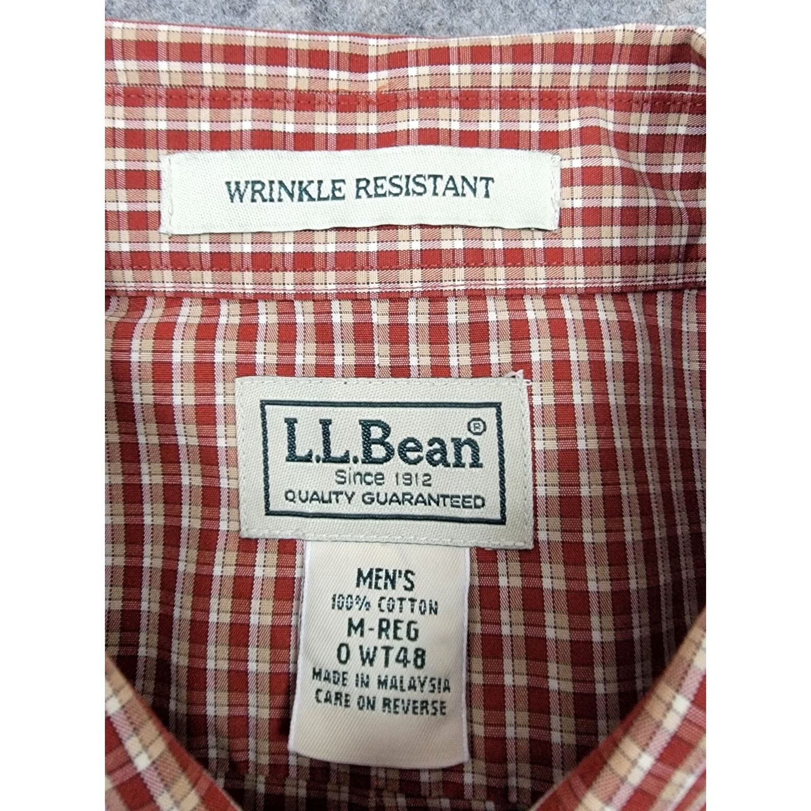 Vintage L.L. Bean Shirt Mens Medium Red Check Long Sleeve Button Down Wrinkle Resistant Size US M / EU 48-50 / 2 - 3 Thumbnail