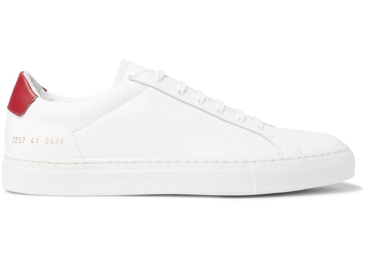image of Common Projects Achilles Retro Low White Red 42 Shoes, Men's (Size 9)
