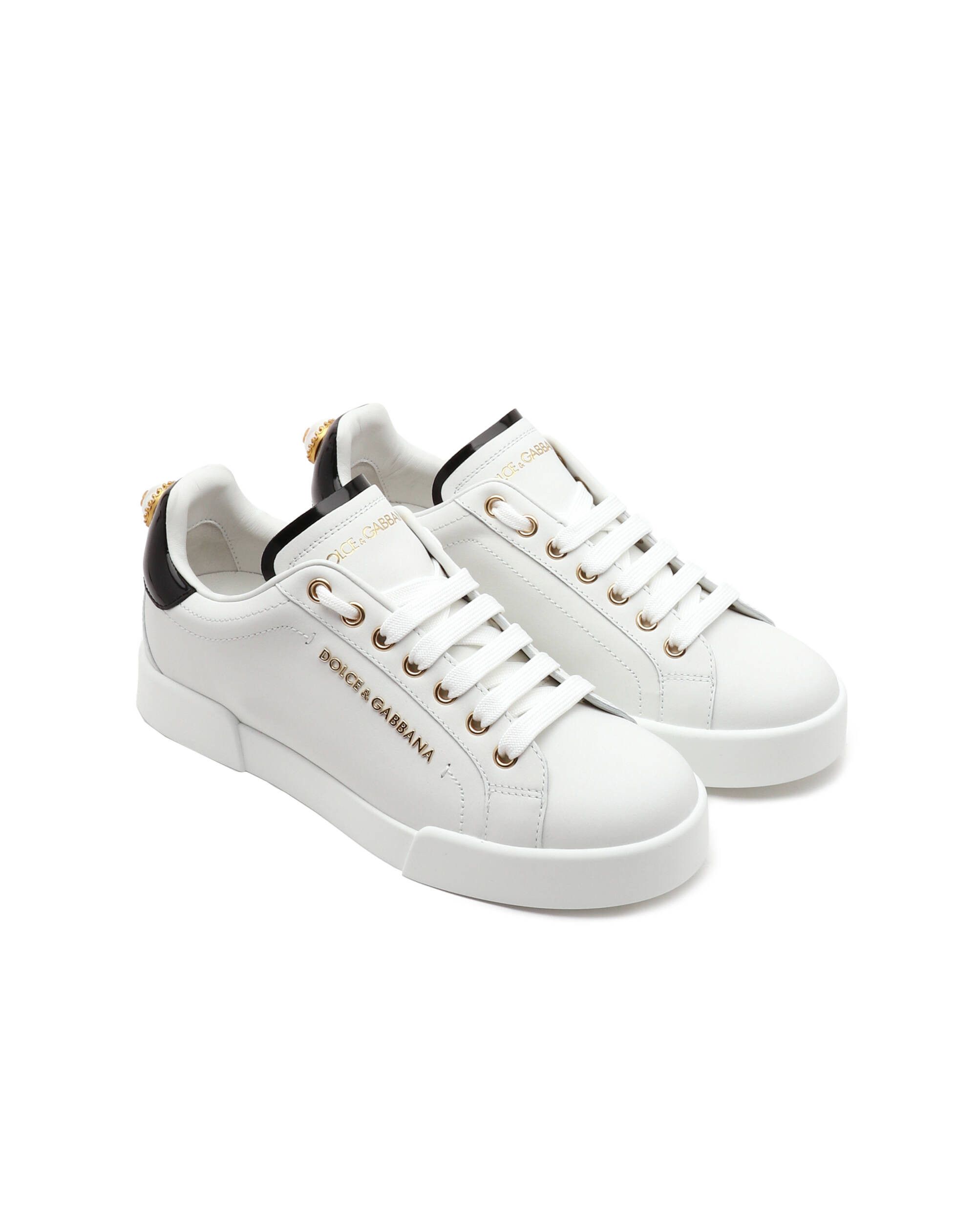Dolce & Gabbana o1s22i1n0225 Calfskin Portofino Sneakers in White Size US 11 / IT 41 - 3 Thumbnail